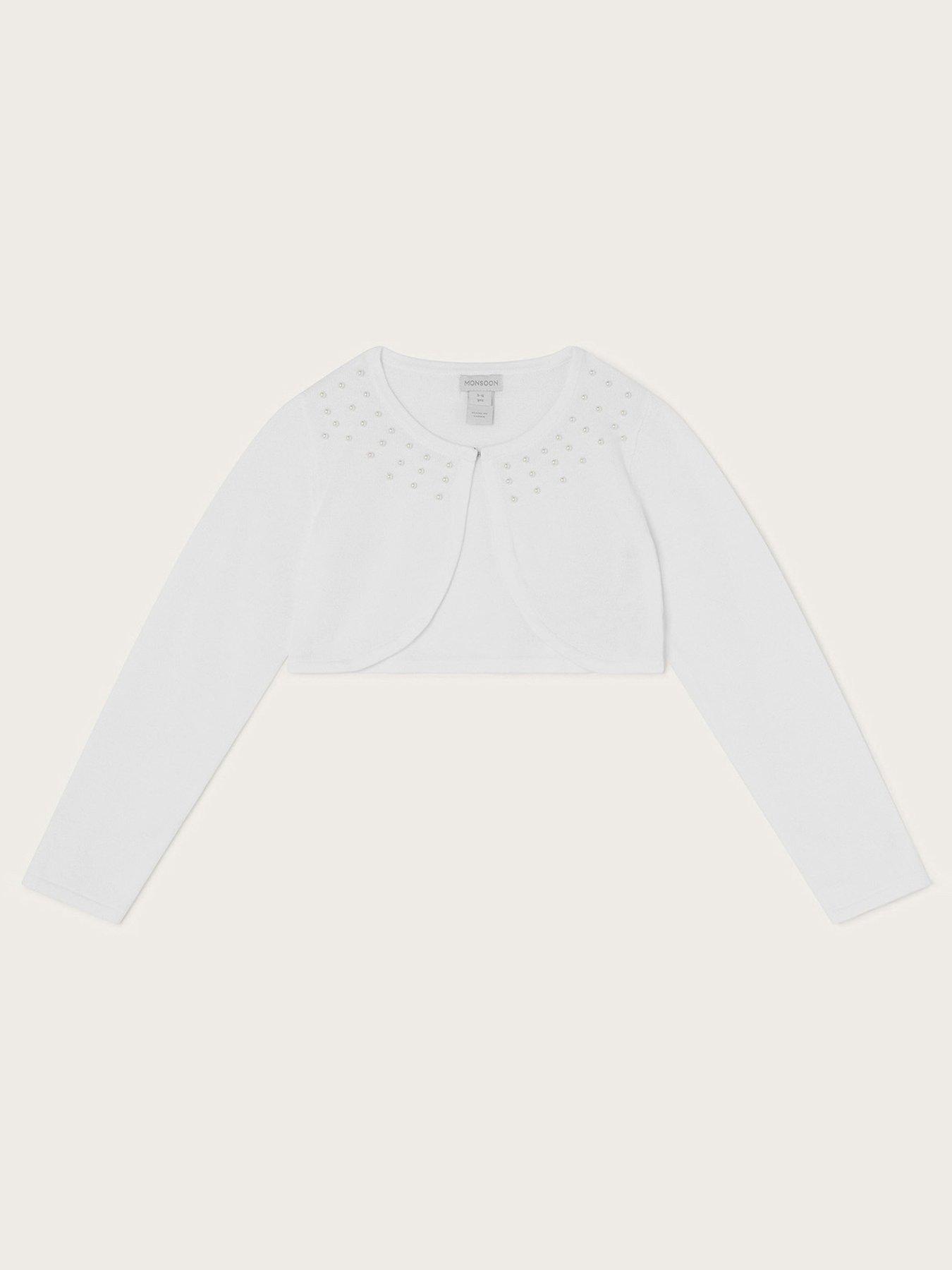 undefined Girls Niamh Pearl Cardigan - White