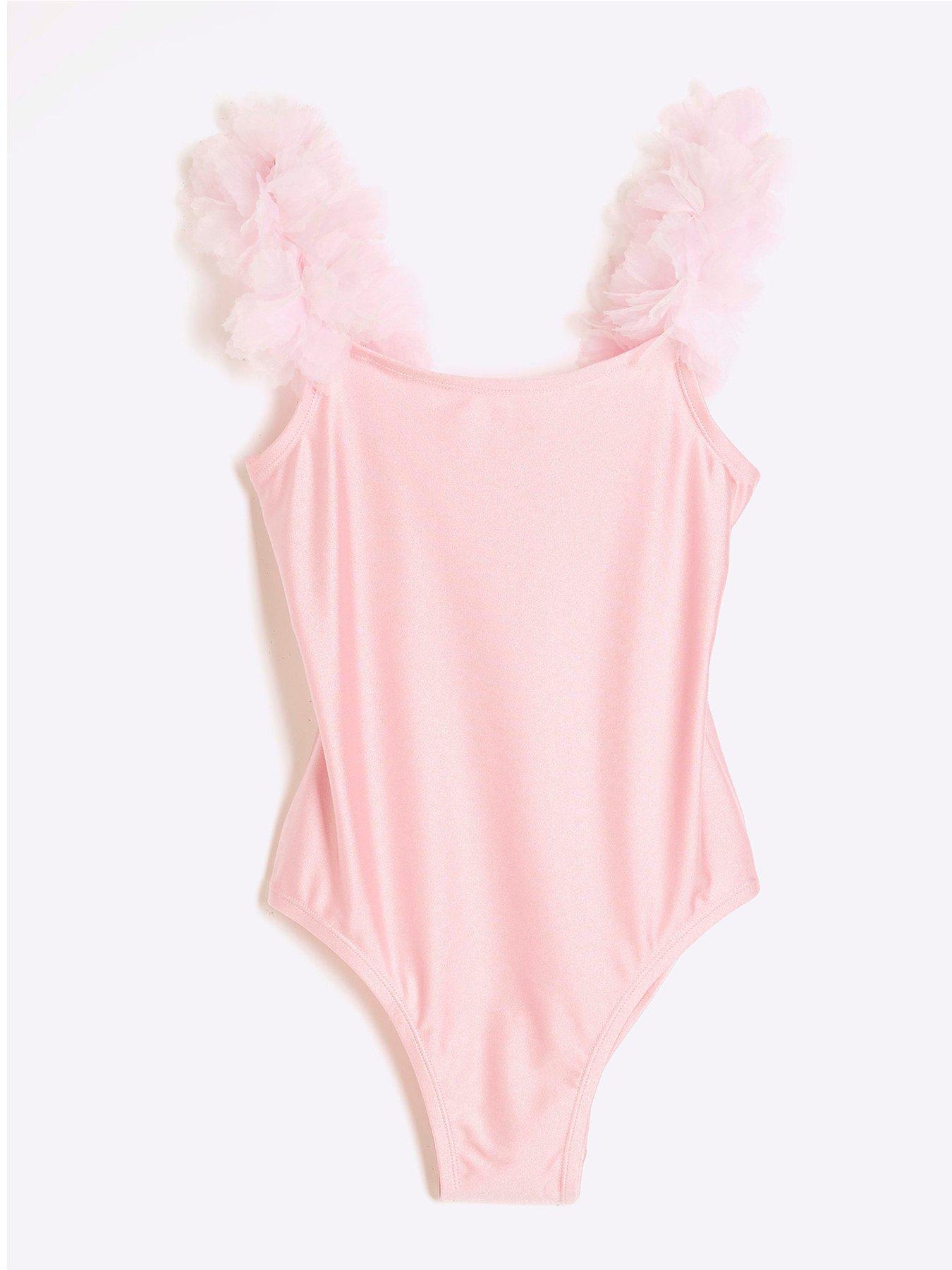 Image 1 of 4 of River Island 3D Flower Swimsuit - Pink