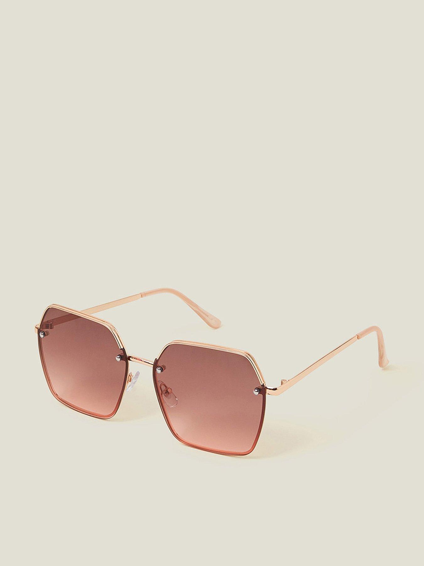 Image 1 of 3 of Accessorize Graduated Lens Metal Rim Sunglasses - Gold