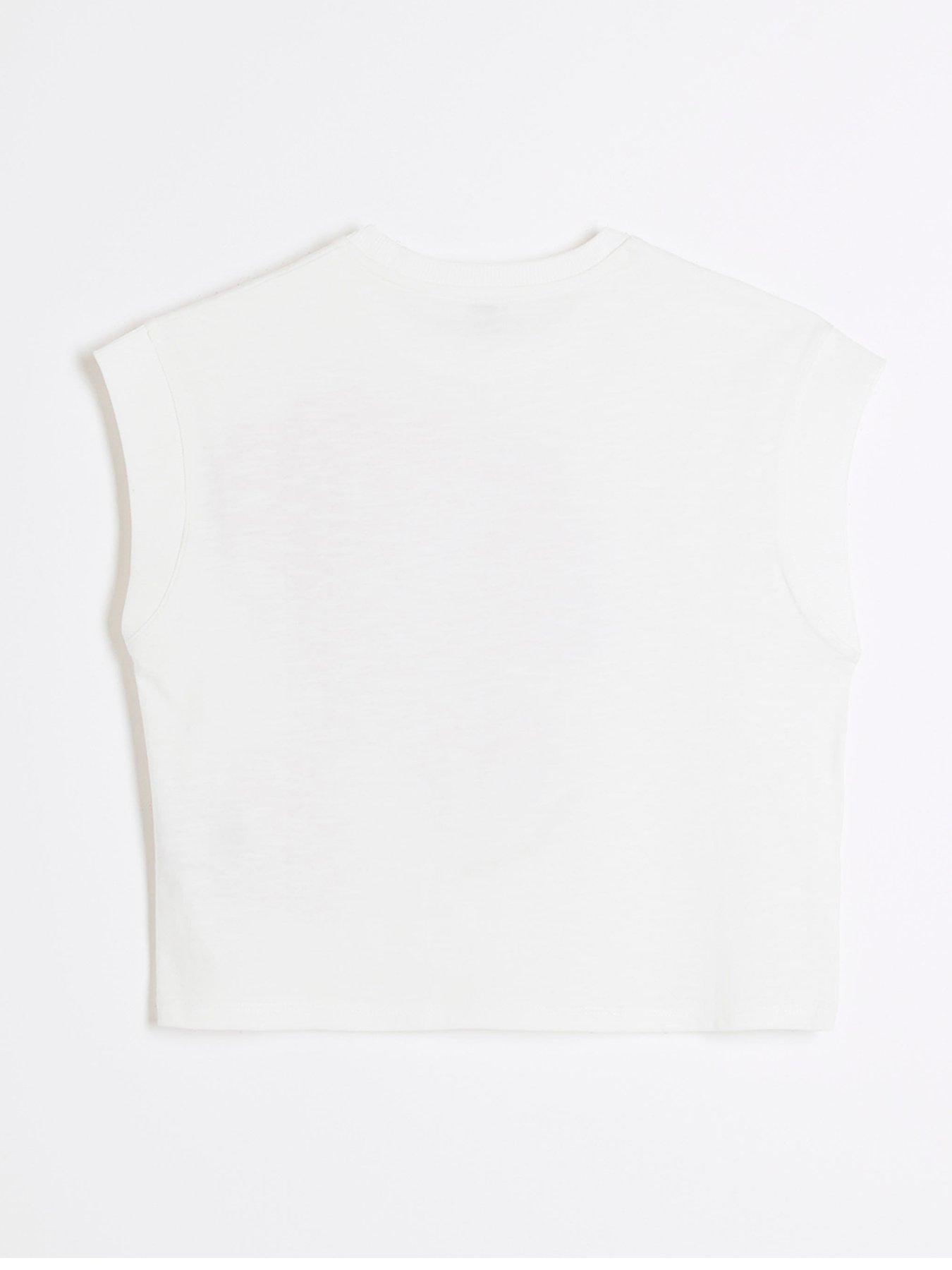 Image 2 of 4 of River Island Girls Rose T-shirt - White