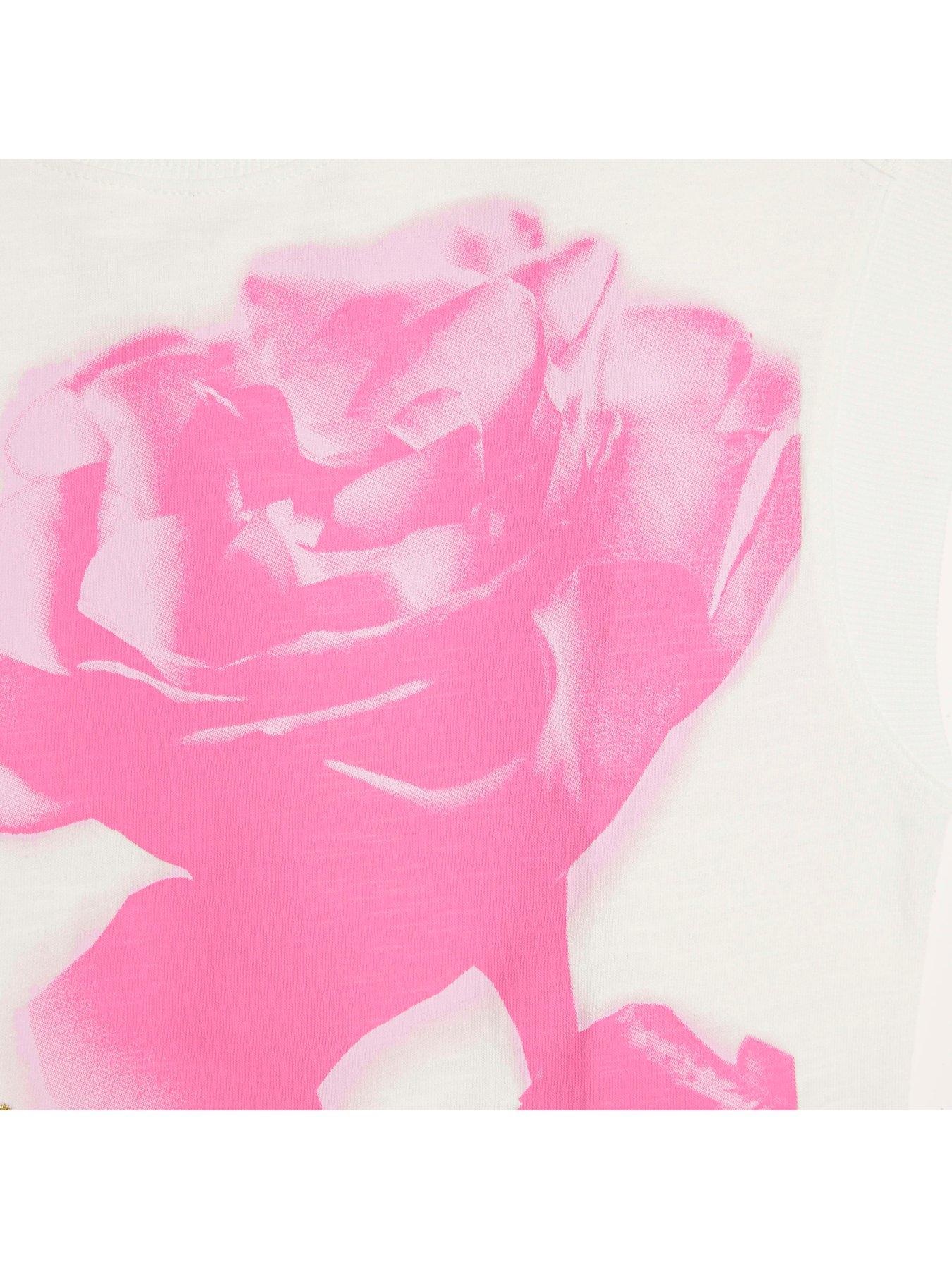 Image 3 of 4 of River Island Girls Rose T-shirt - White
