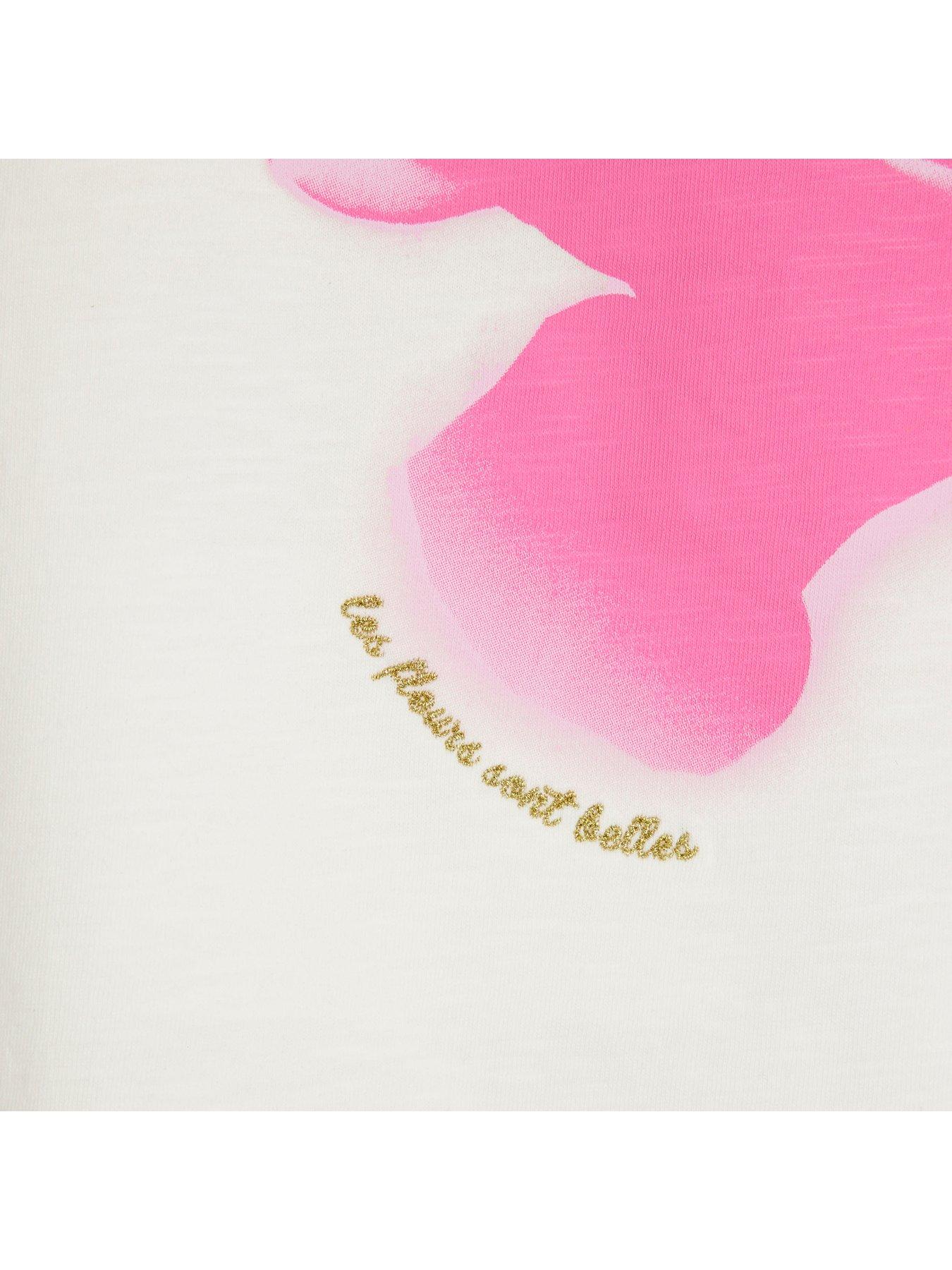 Image 4 of 4 of River Island Girls Rose T-shirt - White