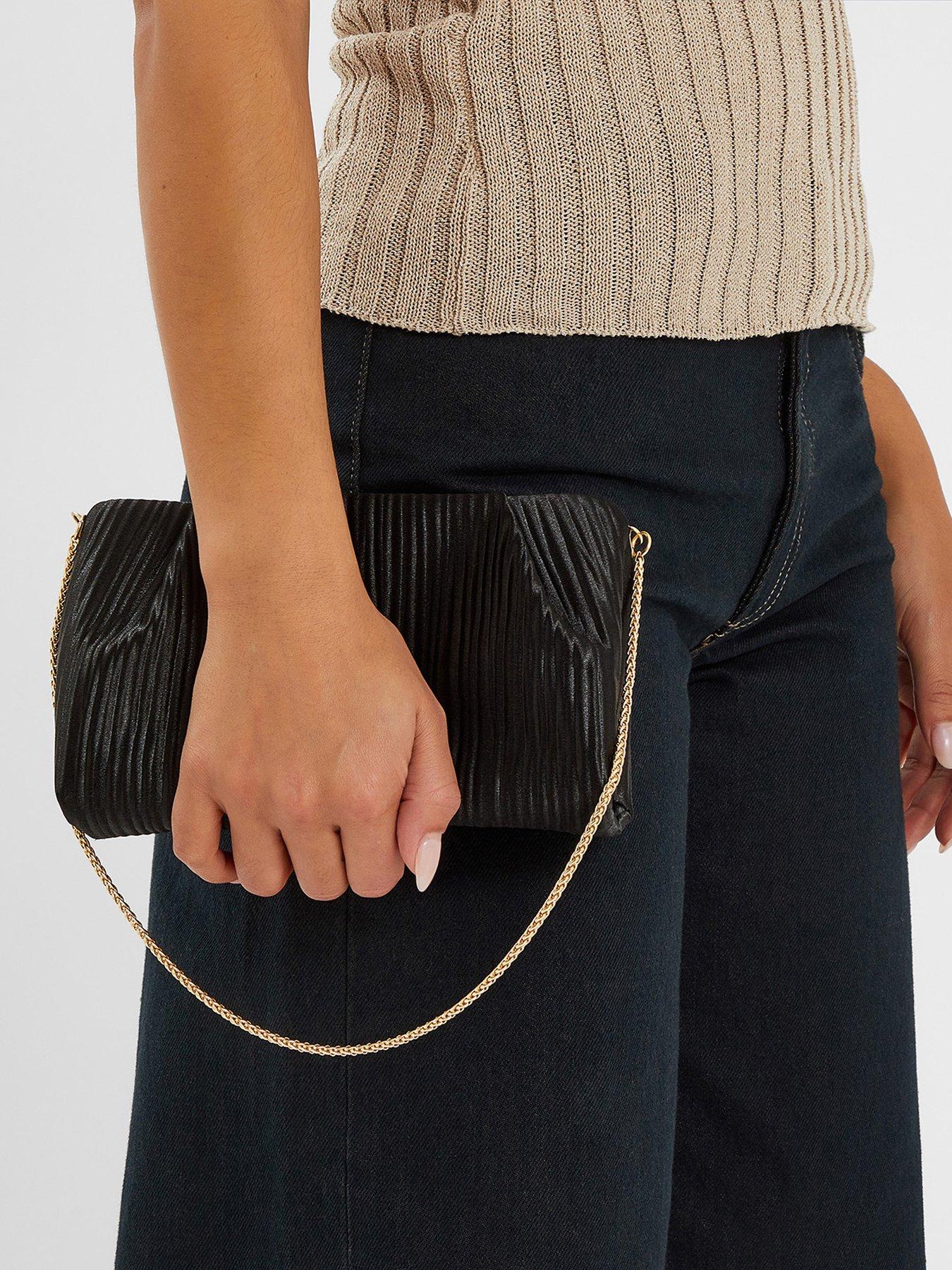 accessorize-satin-pleated-clutch-blackstillFront