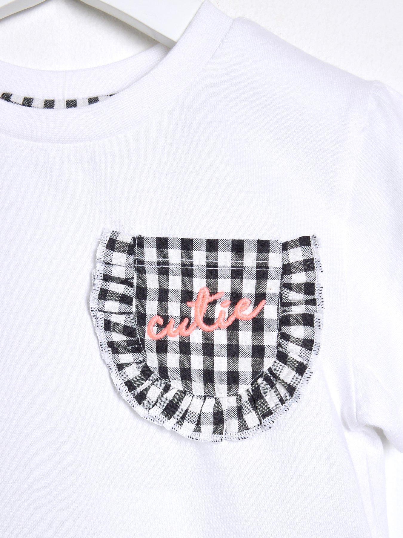 Image 4 of 4 of River Island Mini Mini Girls Gingham Cutie Jean Outfit Set - Black