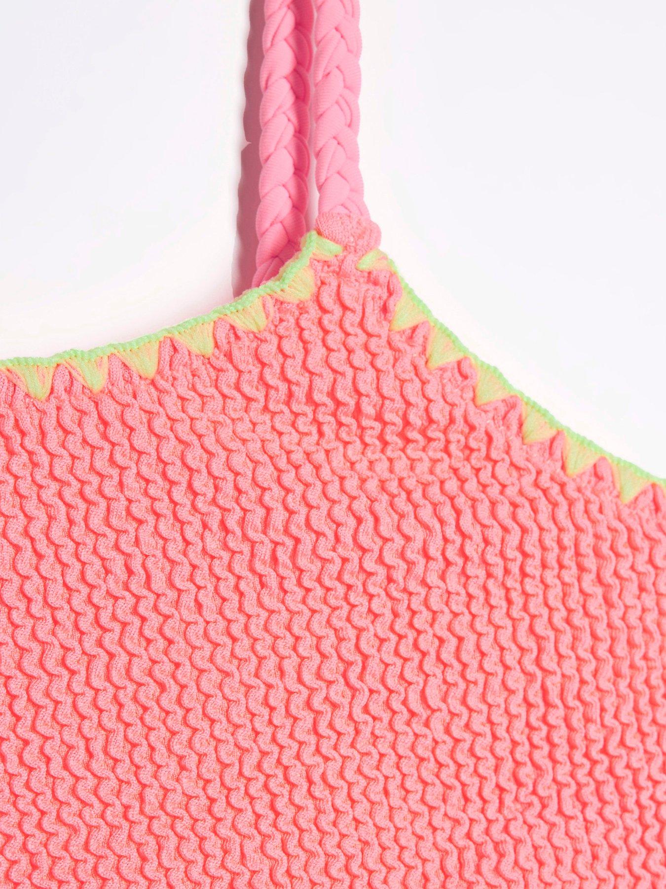 Image 2 of 3 of River Island Mini Mini Girls Textured Bikini Top Set - Orange