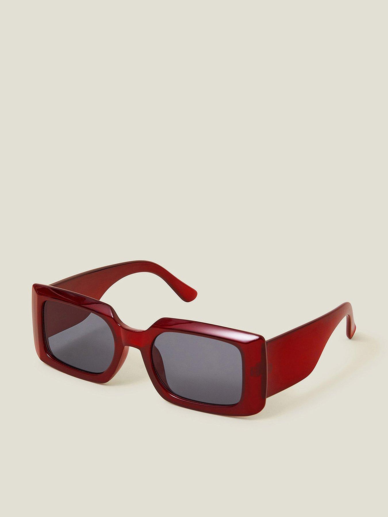 Image 1 of 3 of Accessorize Burgundy Chunky Rectangle Sunglasses - Burgundy