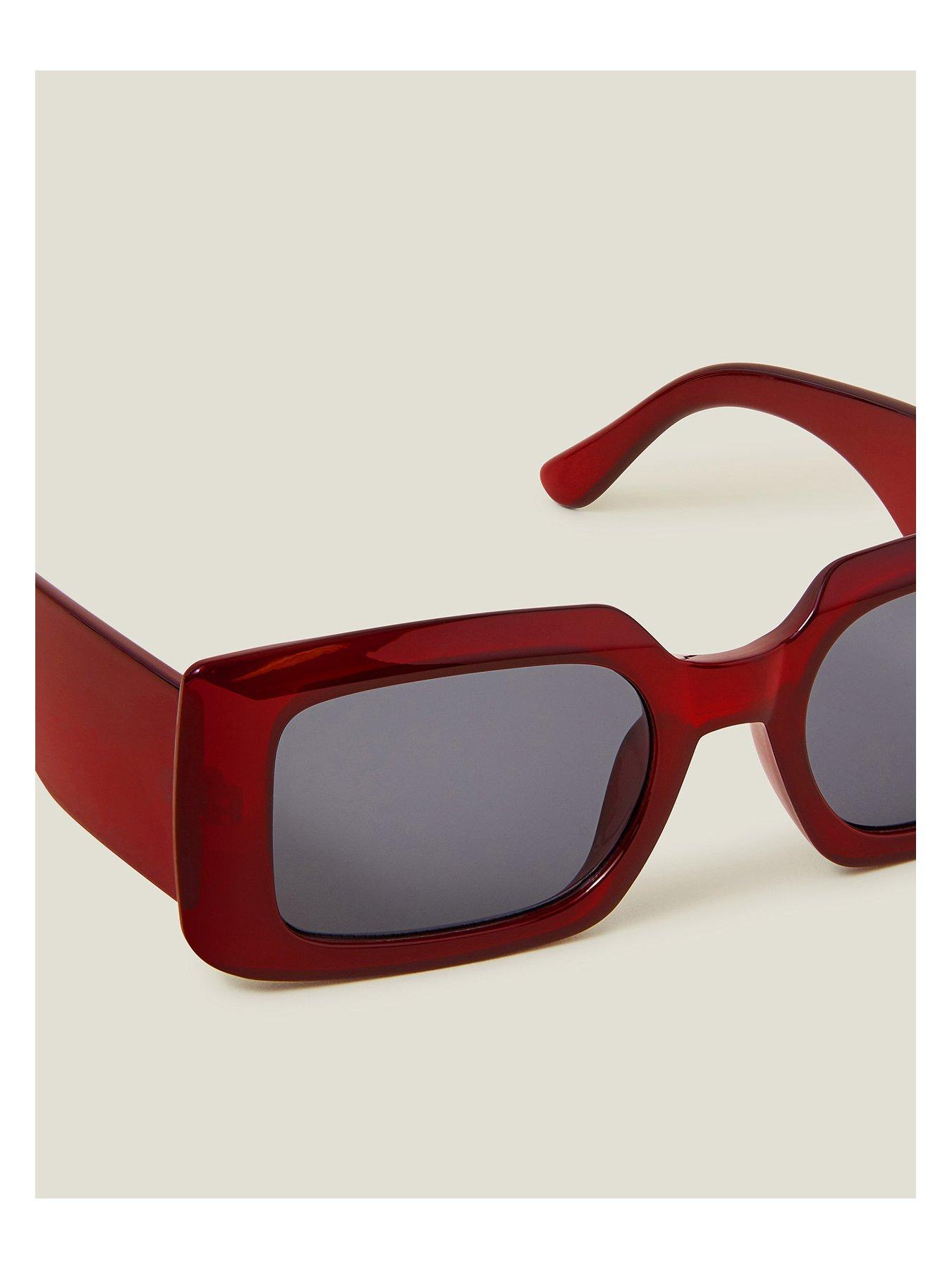 Image 3 of 3 of Accessorize Burgundy Chunky Rectangle Sunglasses - Burgundy