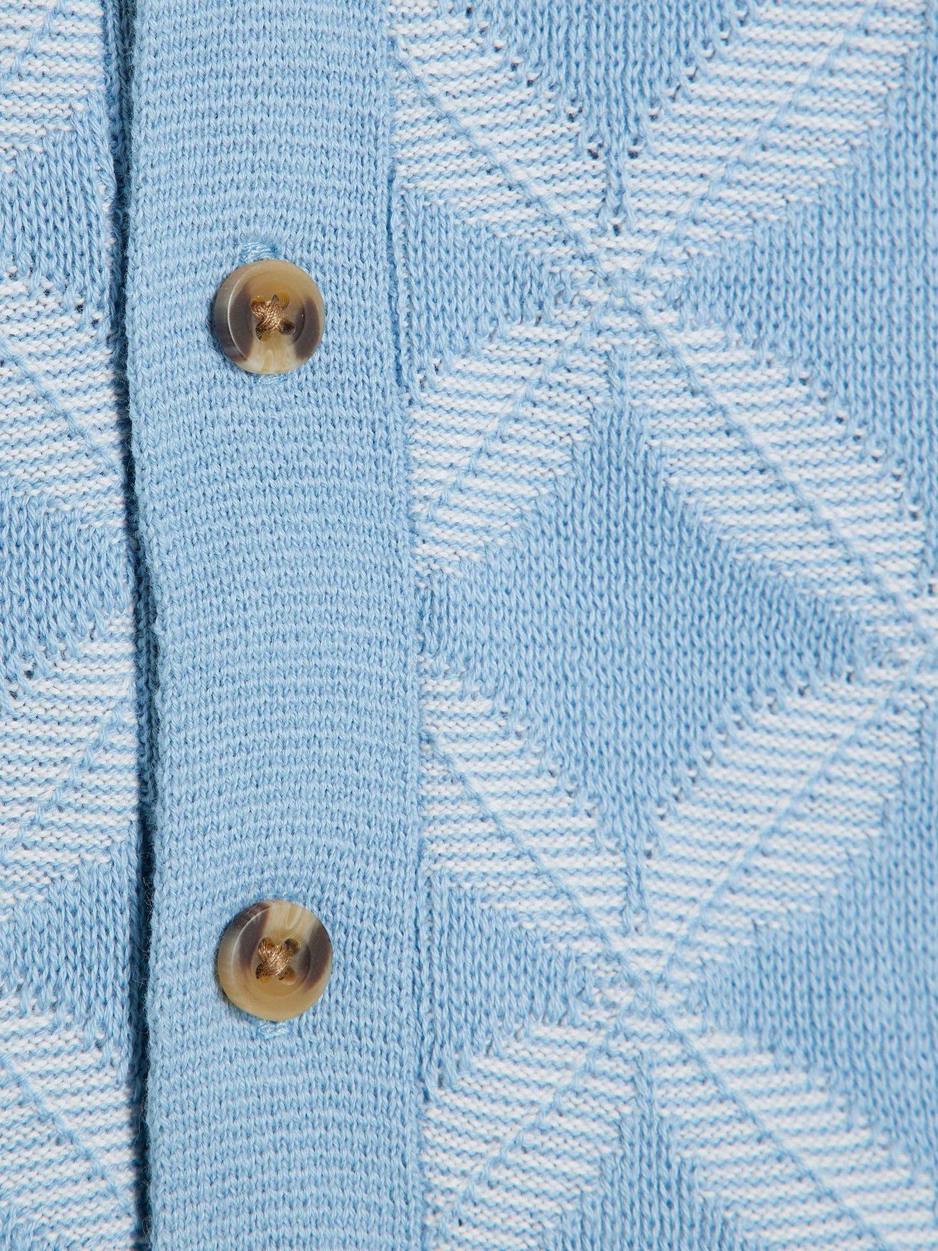 river-island-mini-mini-boys-geometric-polo-shorts-set-bluedetail