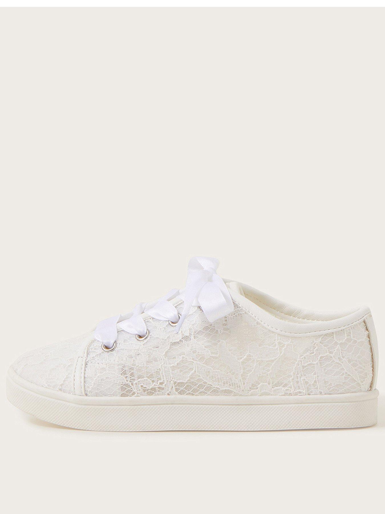 undefined Girls Princess Lace Trainer - Light Cream