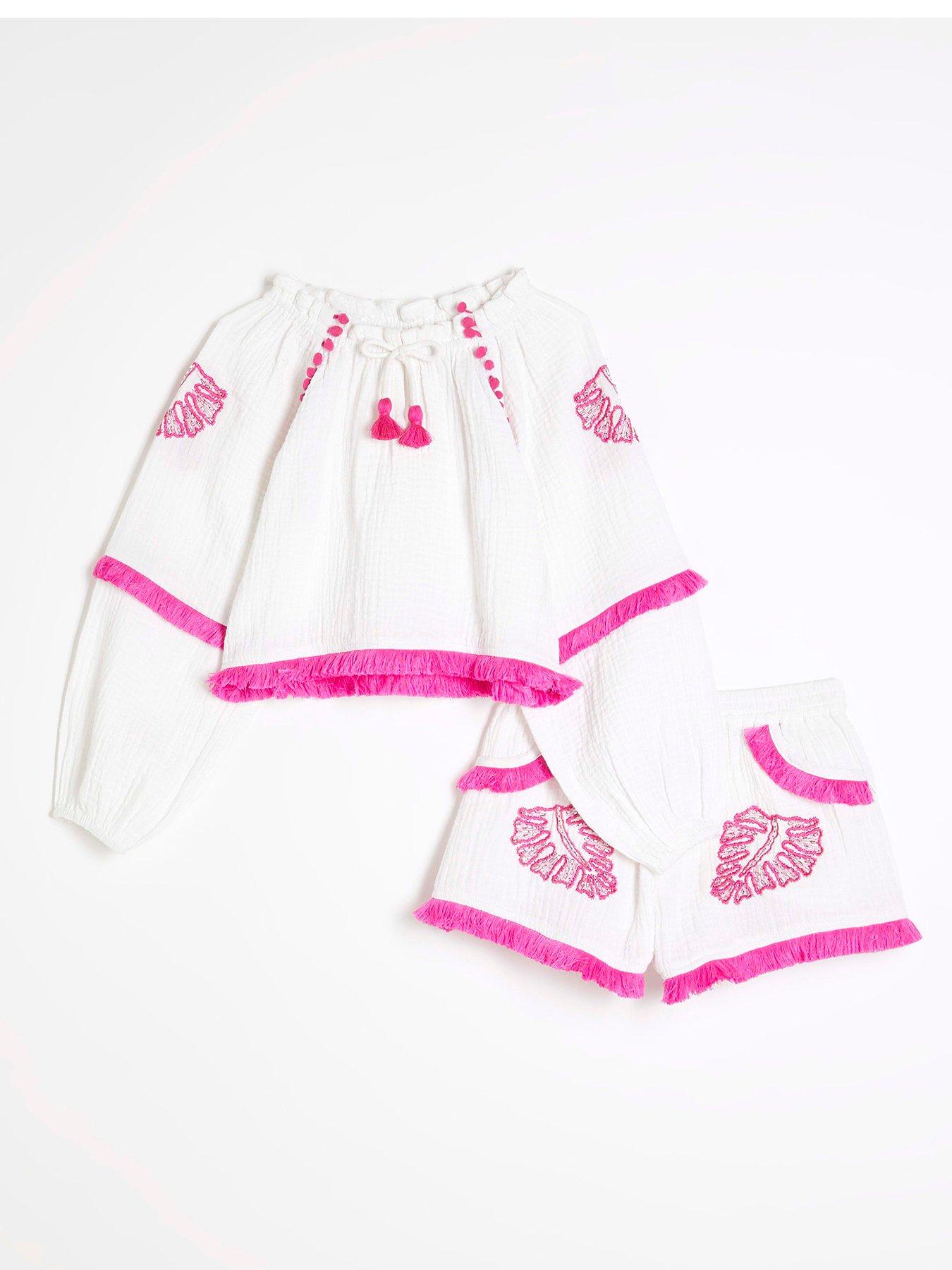 river-island-older-girls-embroidered-shorts-set-white