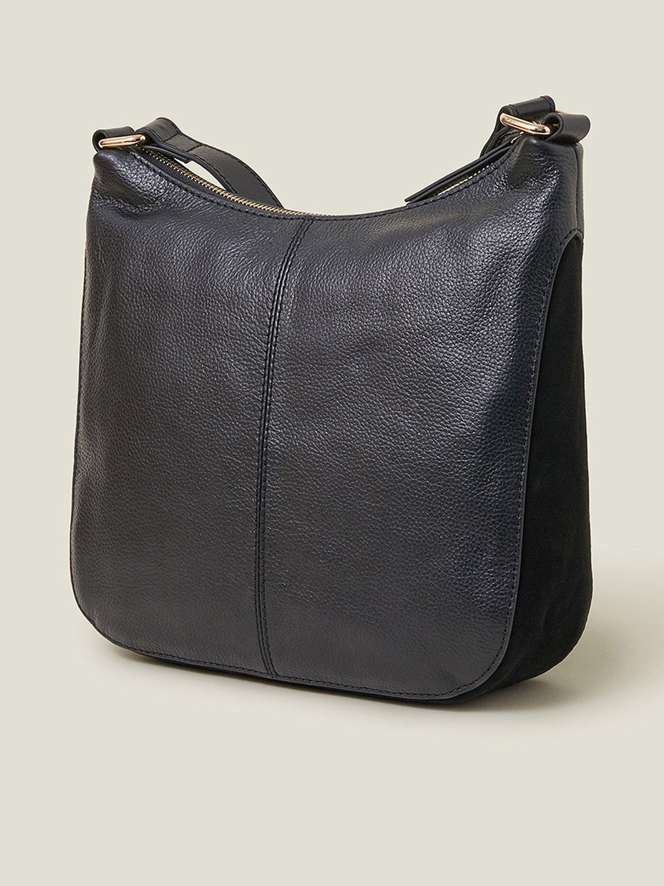 Image 3 of 5 of Accessorize Leather Messenger Bag - Black