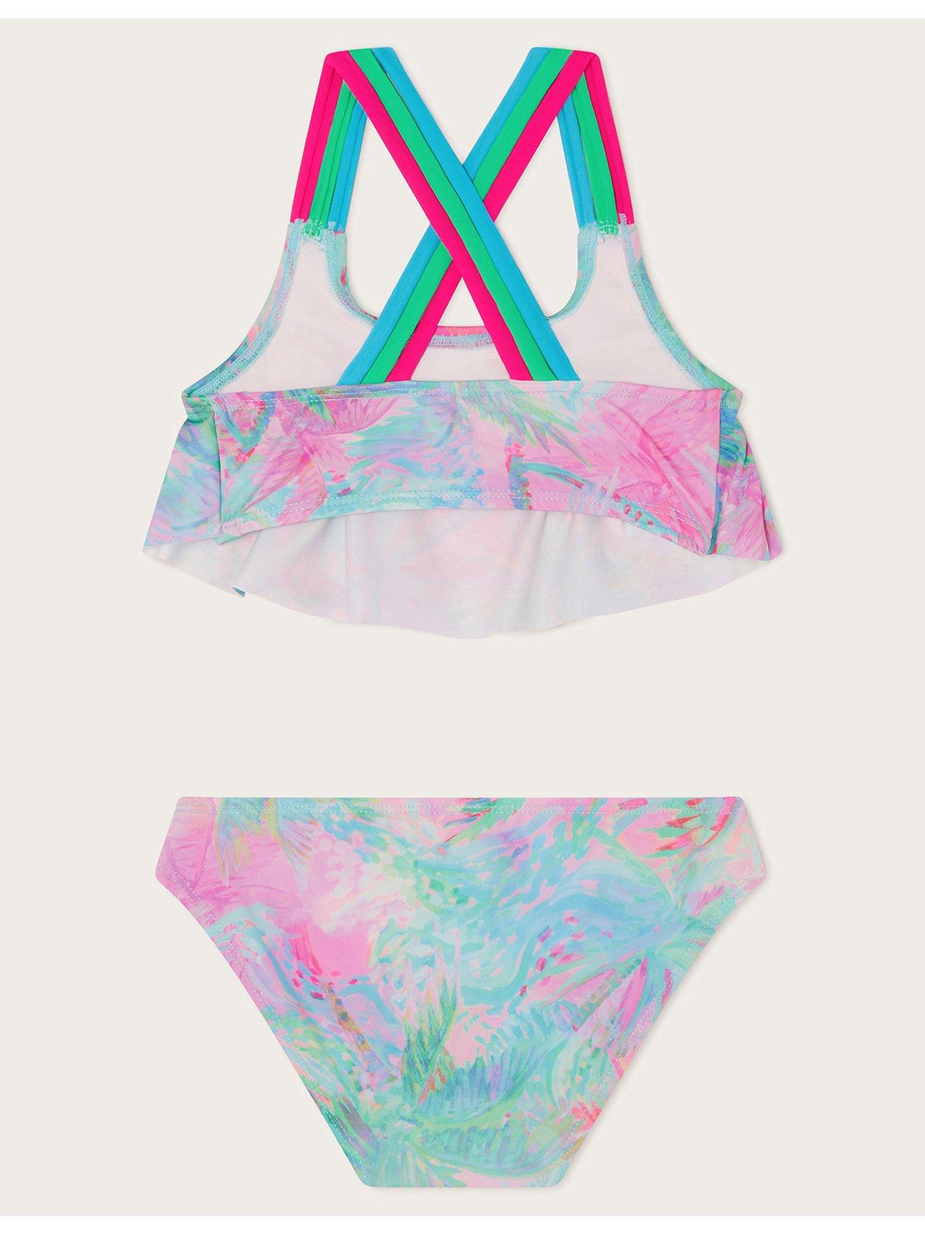 Image 2 of 3 of Monsoon Girls Splash Print Frill Bikini - Turquoise