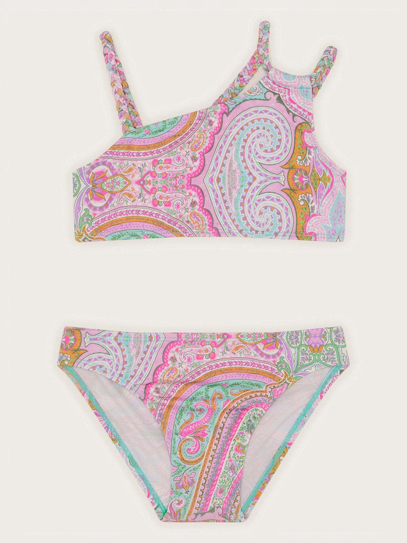 undefined Girls Paisley Asymmetric Bikini Set - Blue