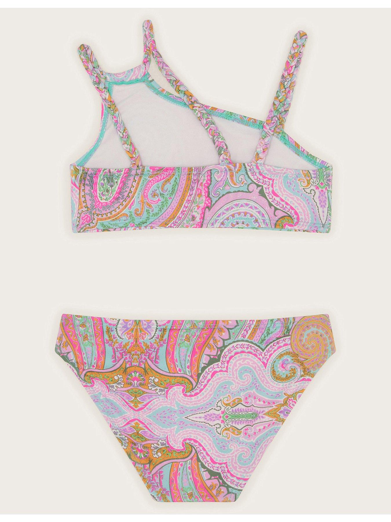 Image 2 of 3 of Monsoon Girls Paisley Asymmetric Bikini Set - Blue