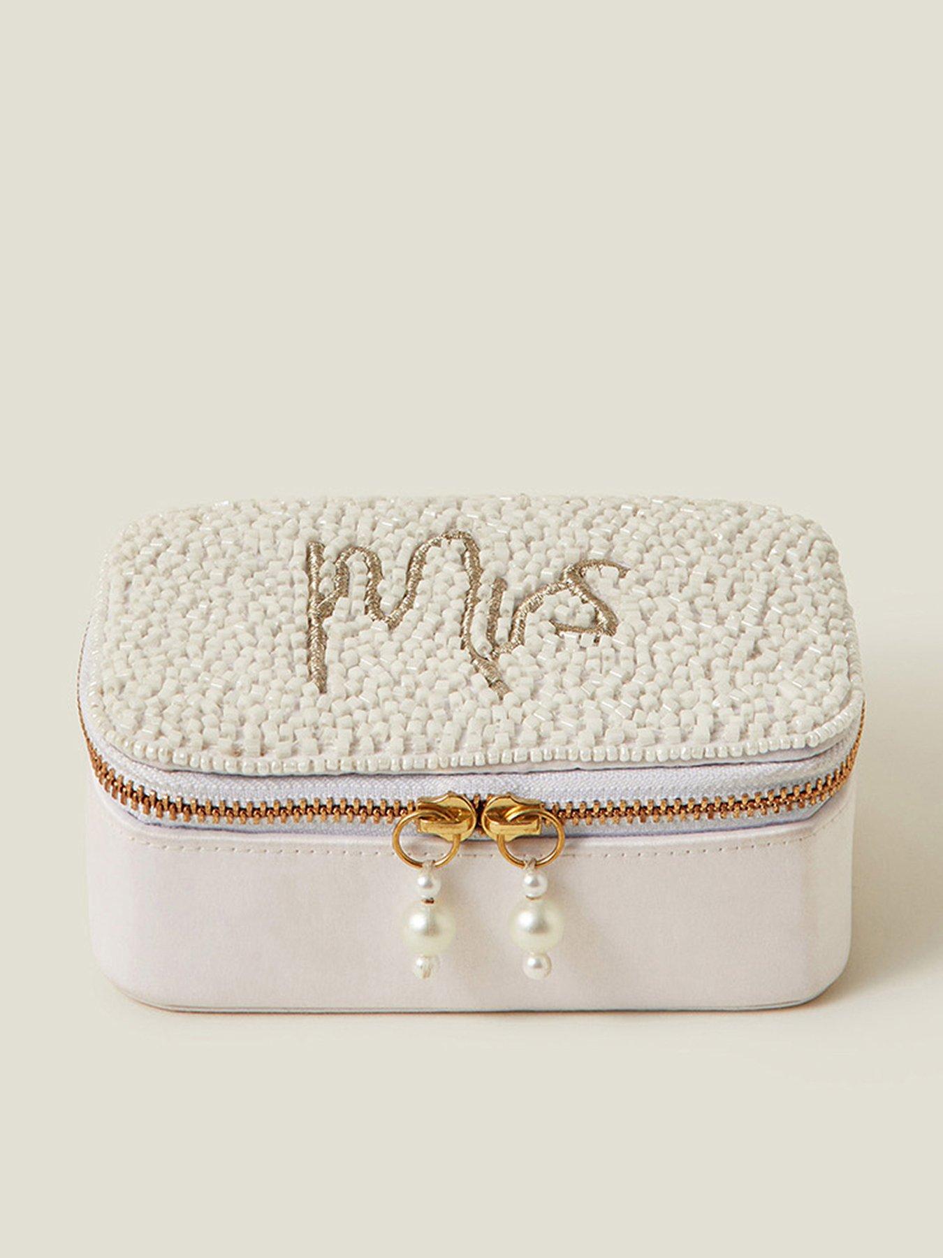 Image 1 of 3 of Accessorize Bridal Mrs Jewellery Box - Cream
