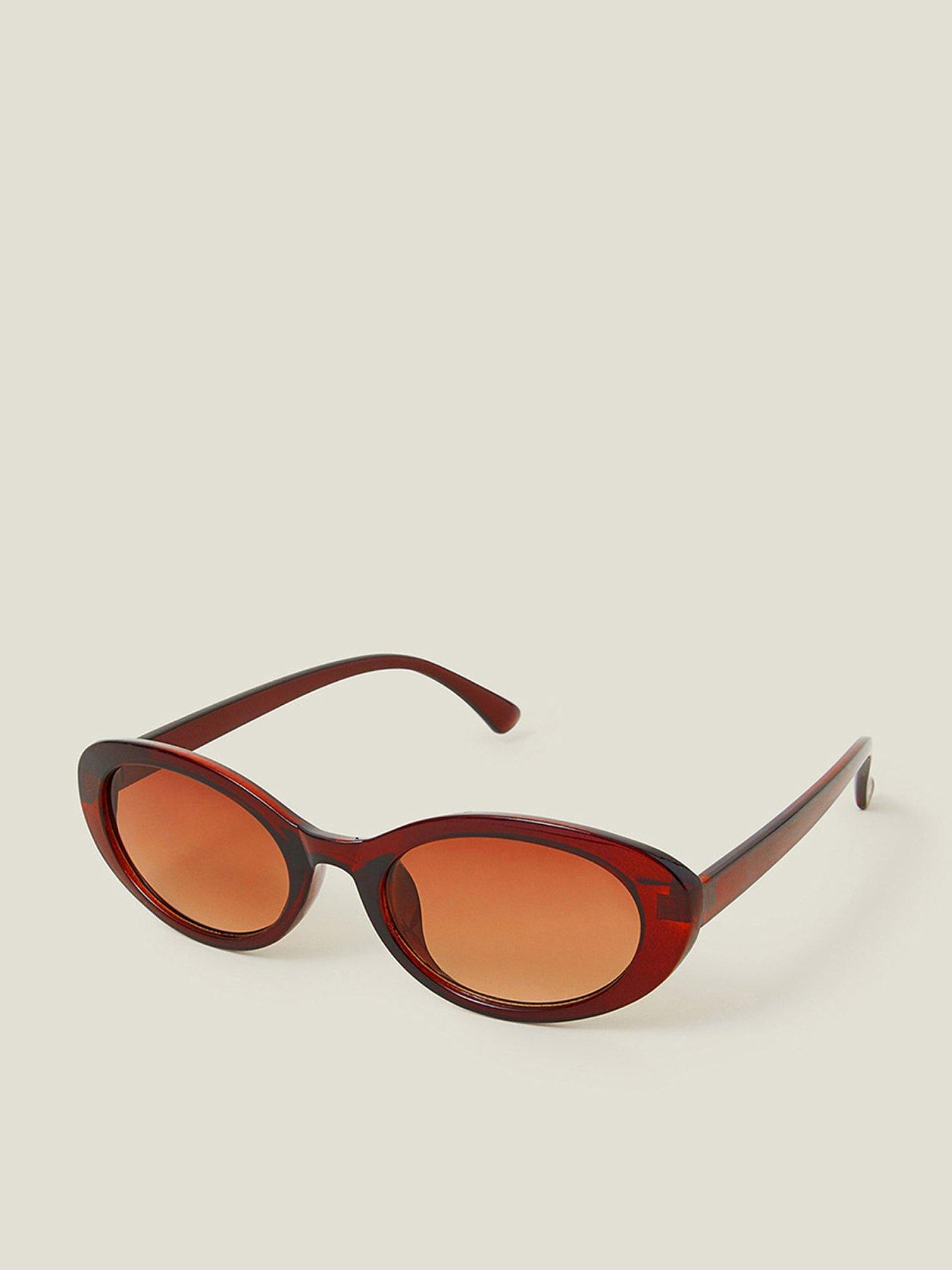 Image 1 of 3 of Accessorize Oval Brown Sunglasses - Brown