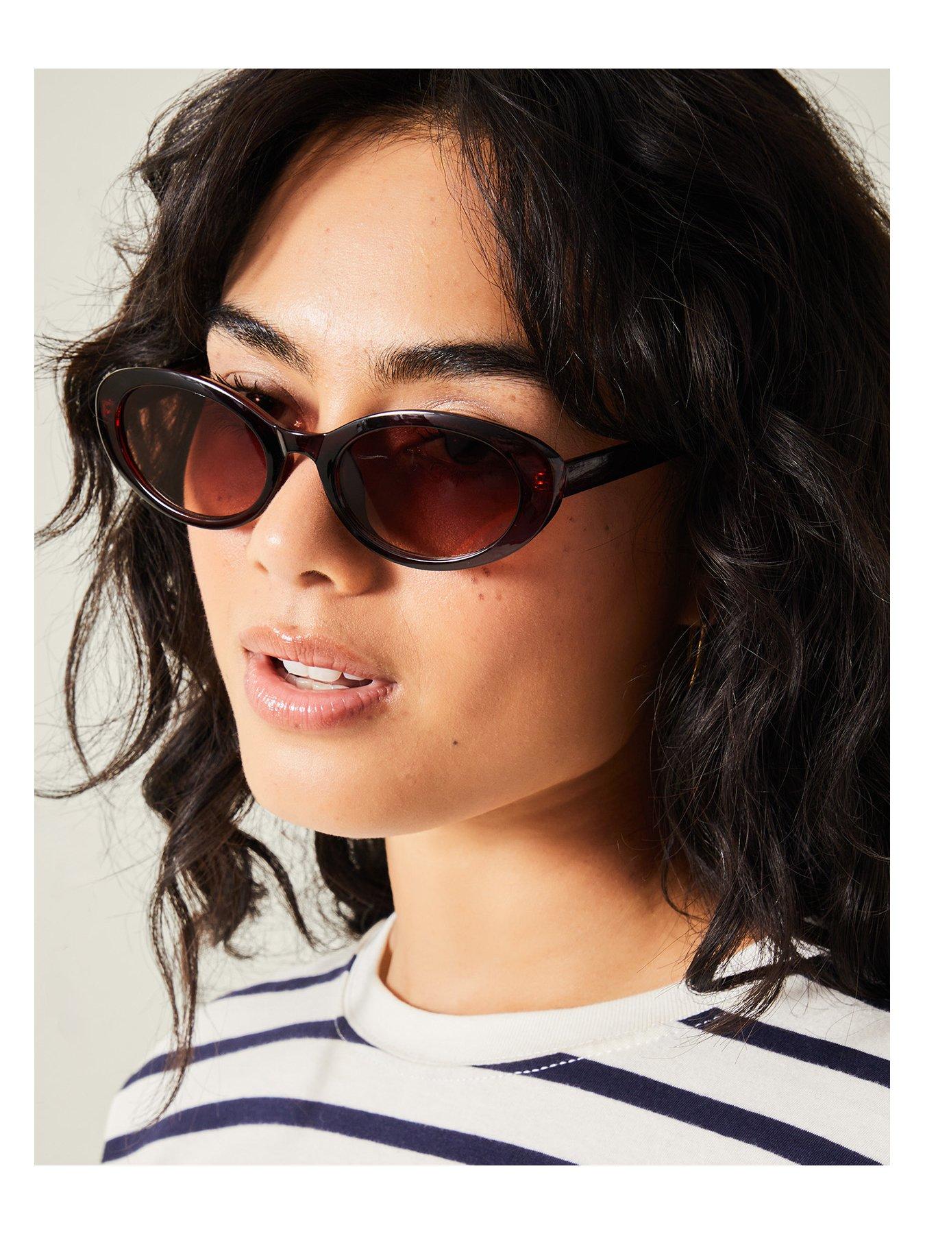 Image 2 of 3 of Accessorize Oval Brown Sunglasses - Brown
