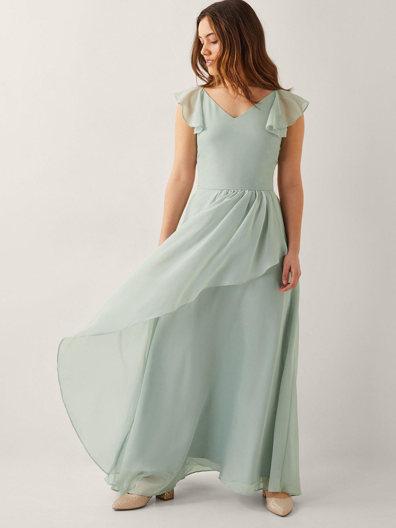 Image 2 of 4 of Monsoon Girls Indie Tie Back Prom Dress - Sage