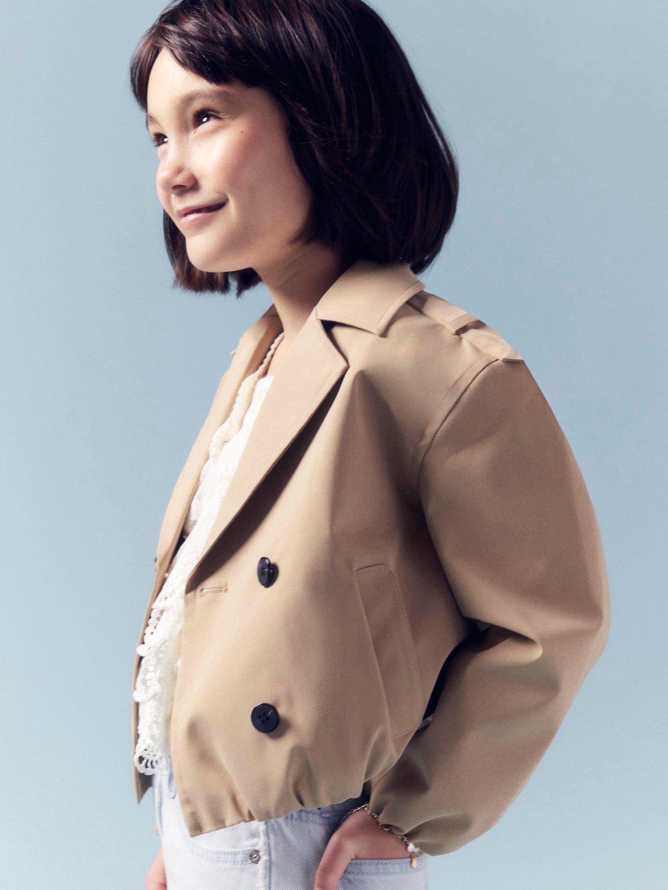 Image 2 of 6 of River Island Girls Bubble Hem Trench Coat - Beige
