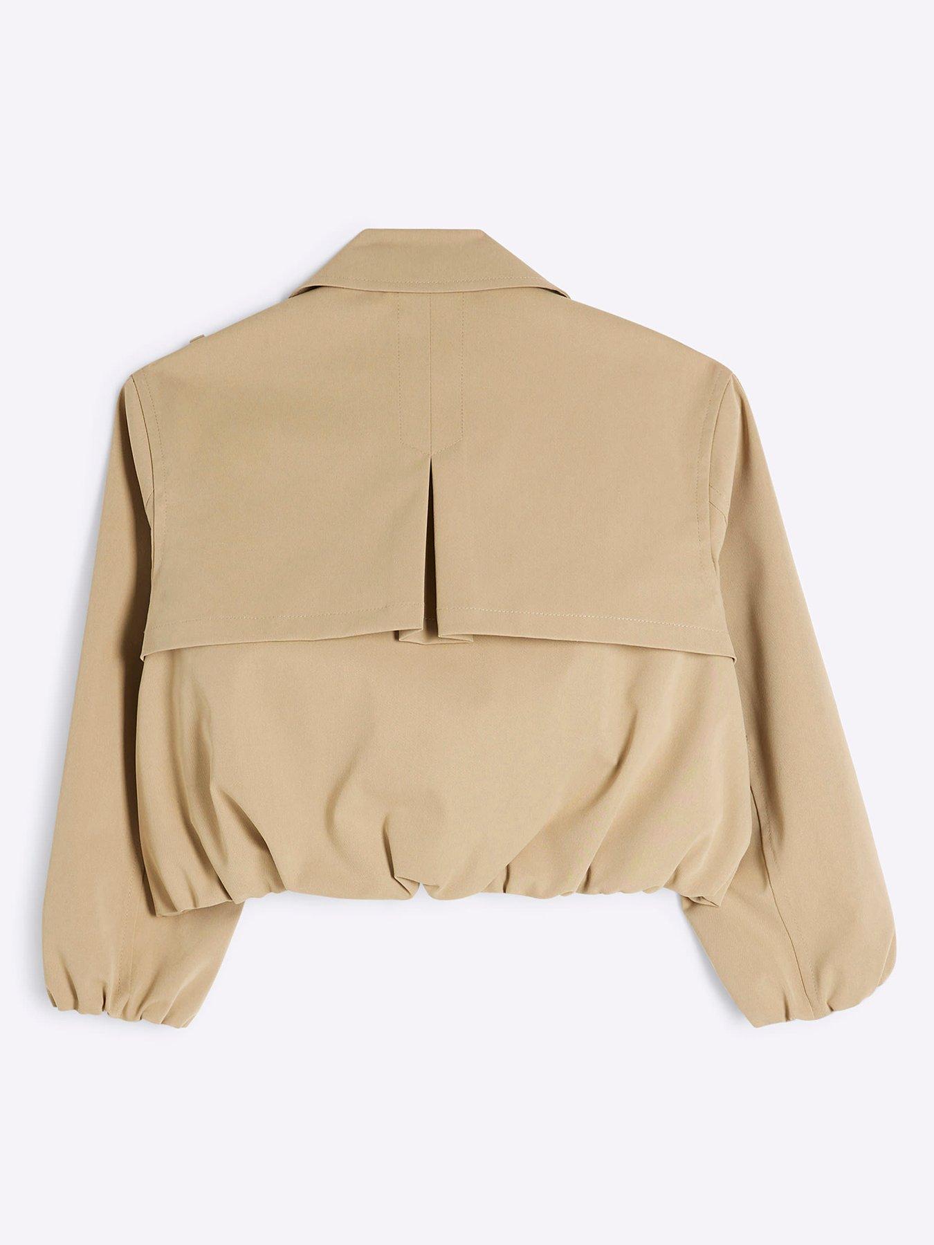 Image 3 of 6 of River Island Girls Bubble Hem Trench Coat - Beige