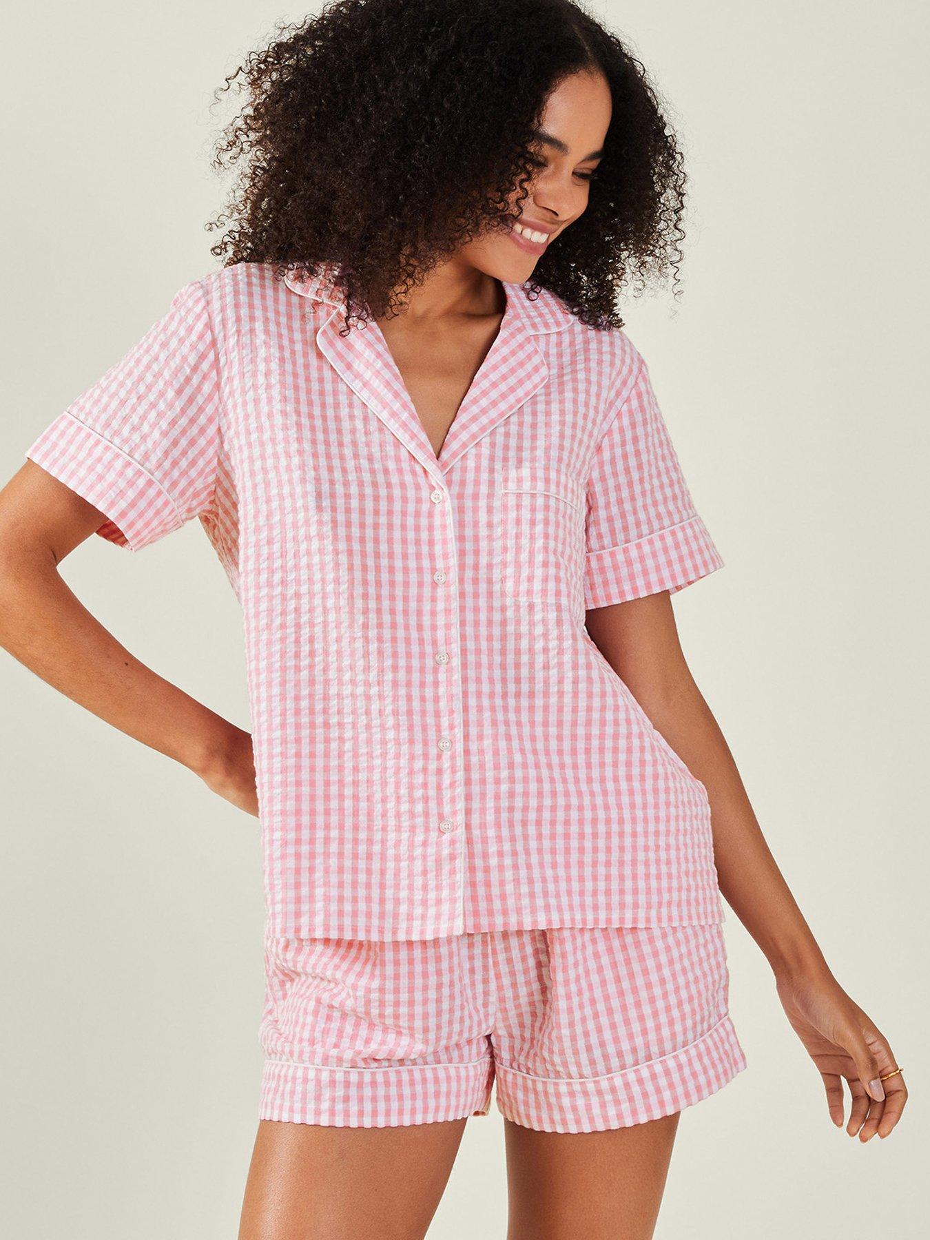 accessorize-gingham-short-pyjama-set-pink