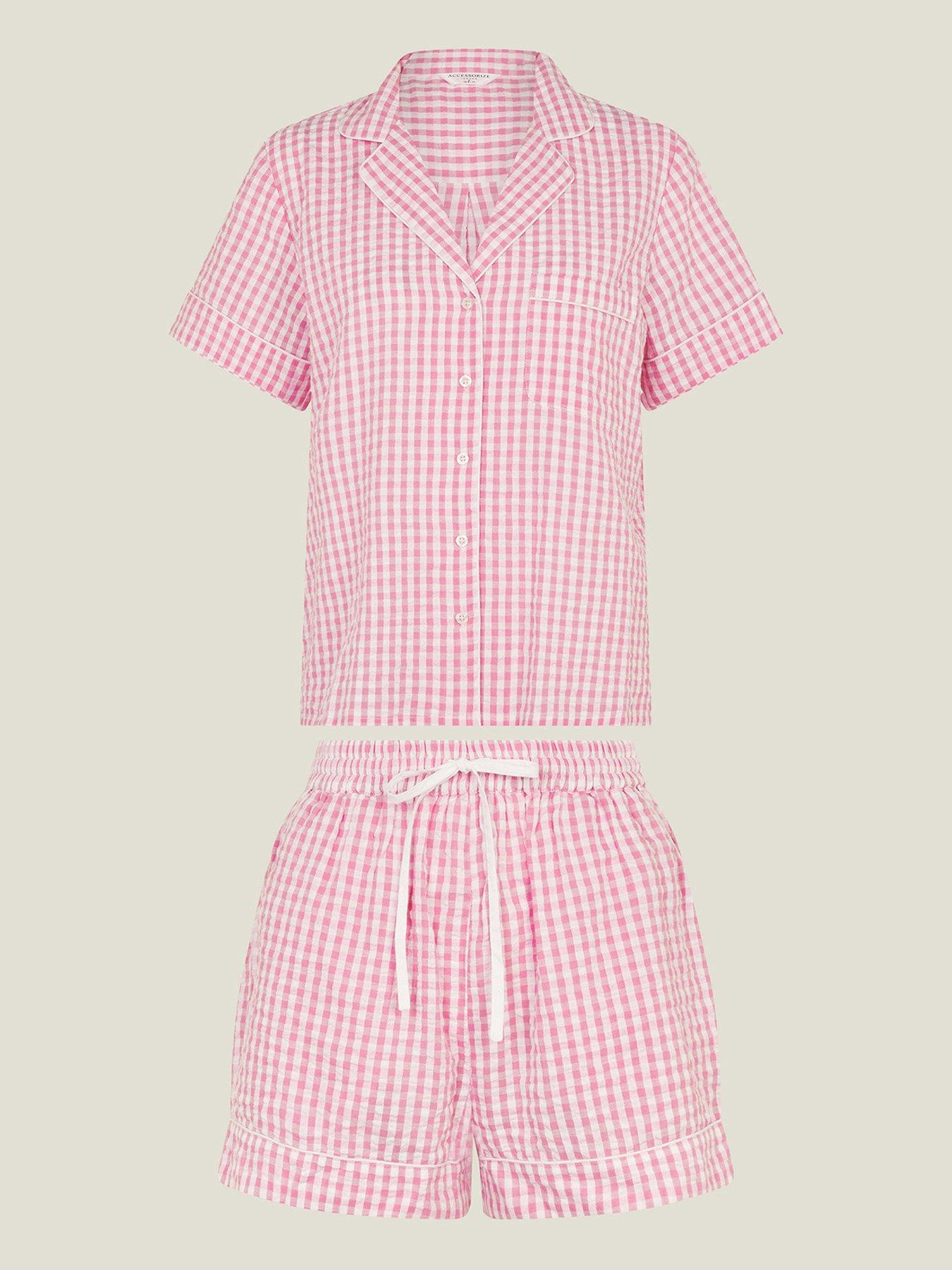 accessorize-gingham-short-pyjama-set-pinkback