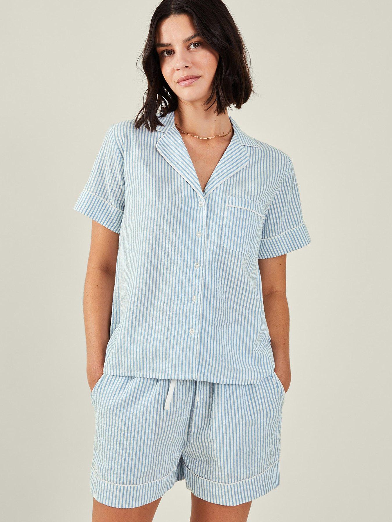 Image 1 of 4 of Accessorize Blue Stripe Short Set - Blue