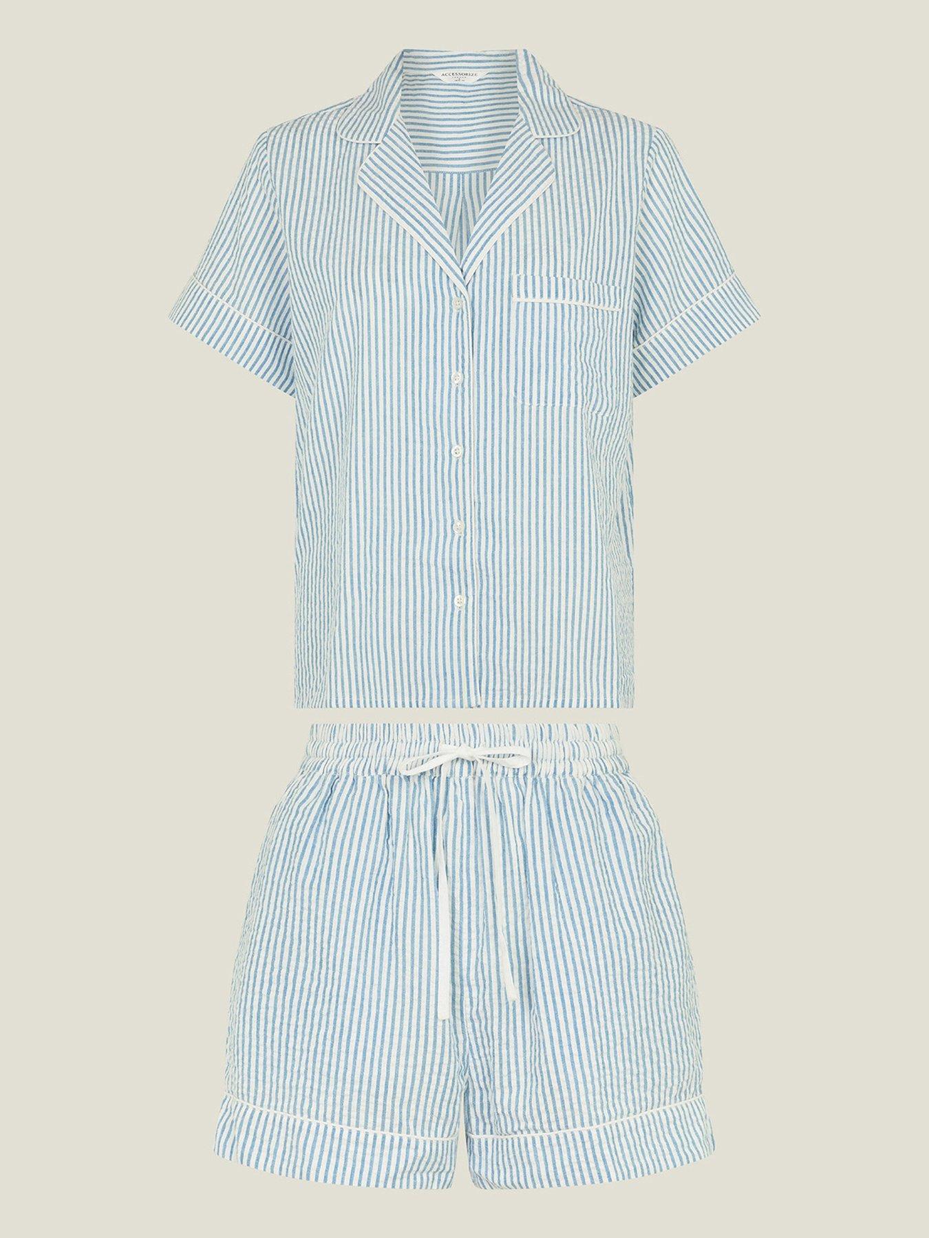 Image 3 of 4 of Accessorize Blue Stripe Short Set - Blue