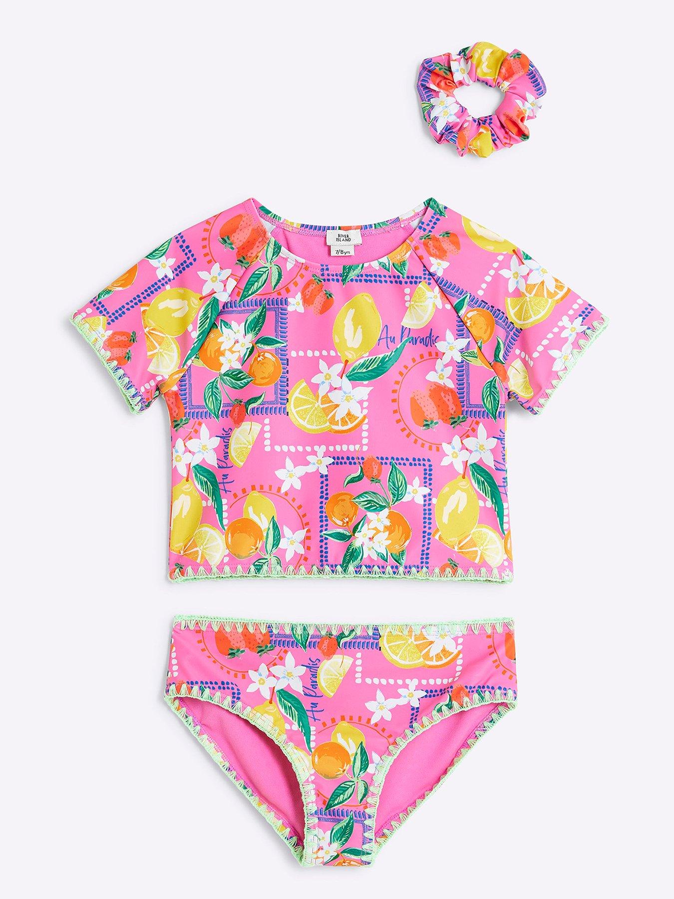 undefined Girls Fruit T-Shirt And Bikini Brief Set - Bright Pink