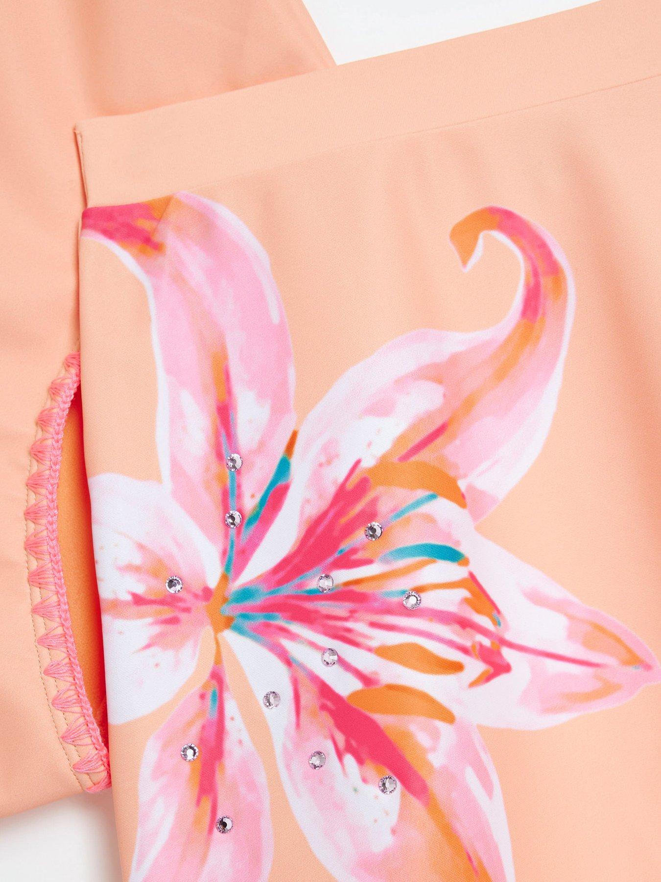Image 5 of 5 of River Island Girls Floral Swimsuit Set - Peach