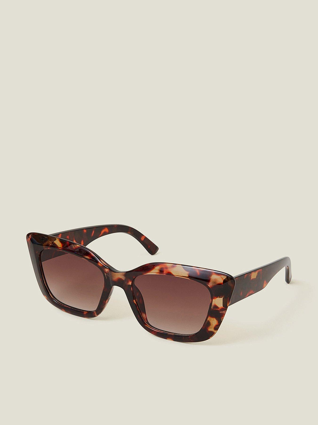 Image 1 of 3 of Accessorize Tort Crystal Pointy Cateye Sunglasses - Tortoise Shell