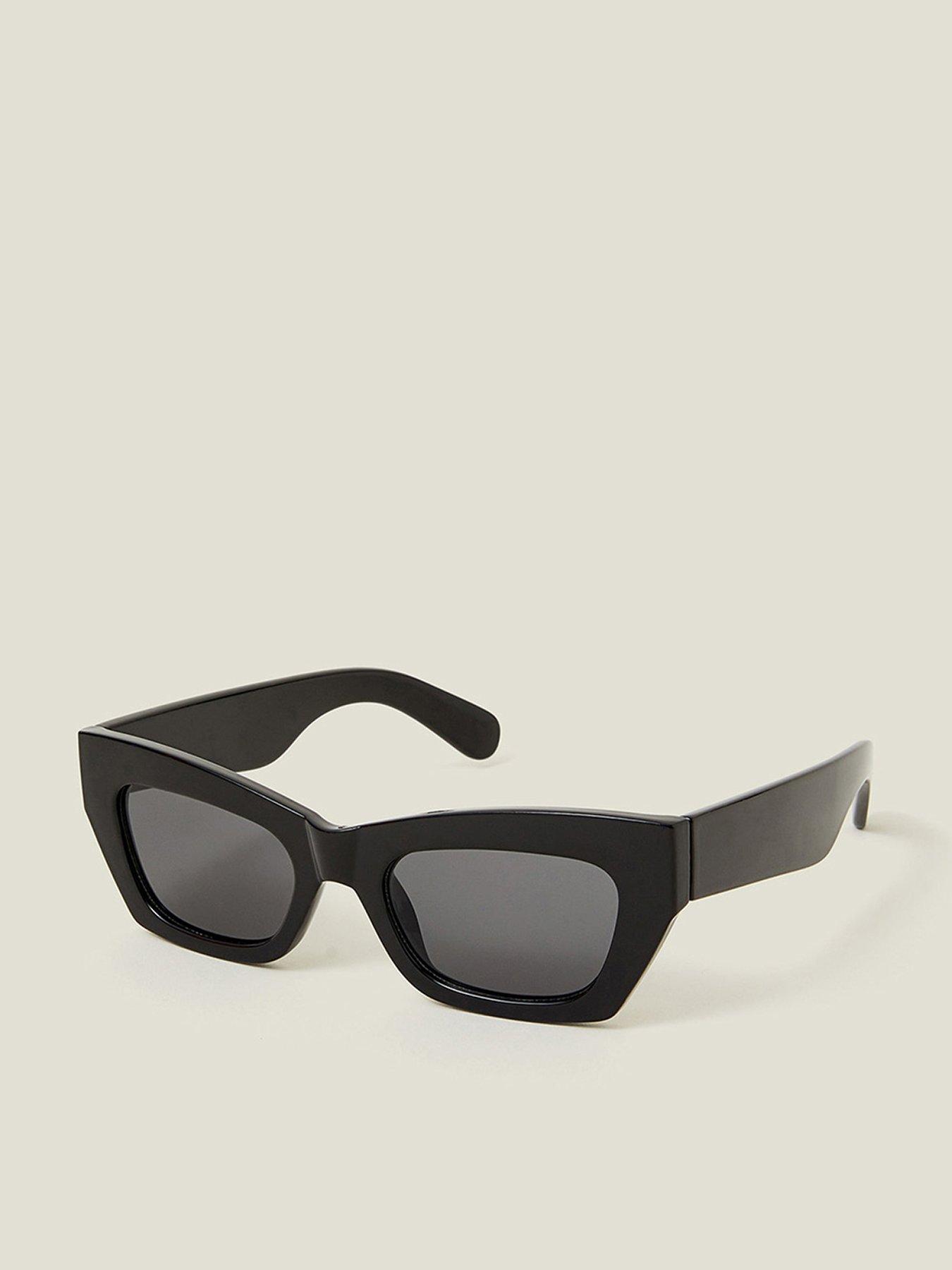 Image 1 of 3 of Accessorize Chunky Black Cateye Sunglasses - Black