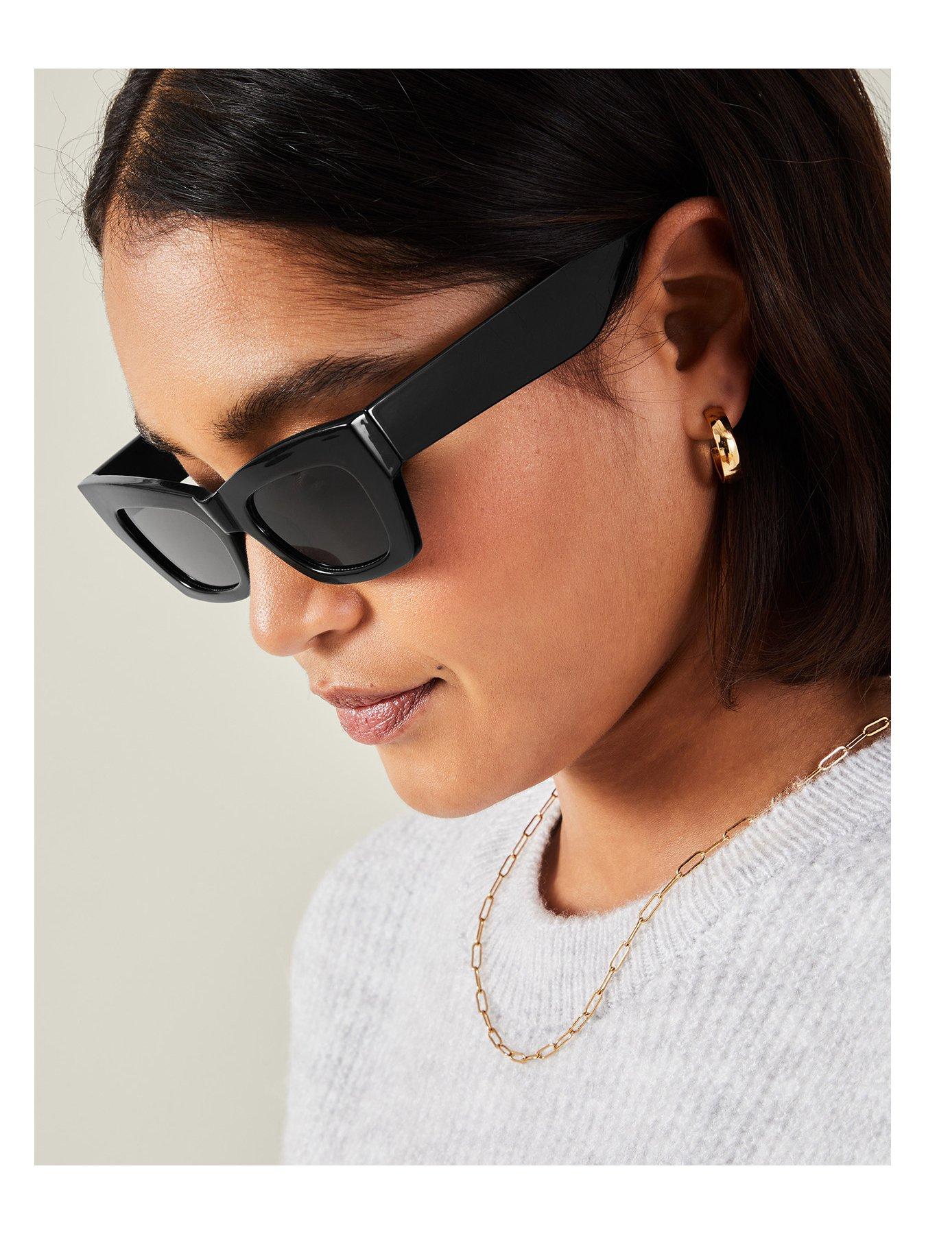 Image 2 of 3 of Accessorize Chunky Black Cateye Sunglasses - Black