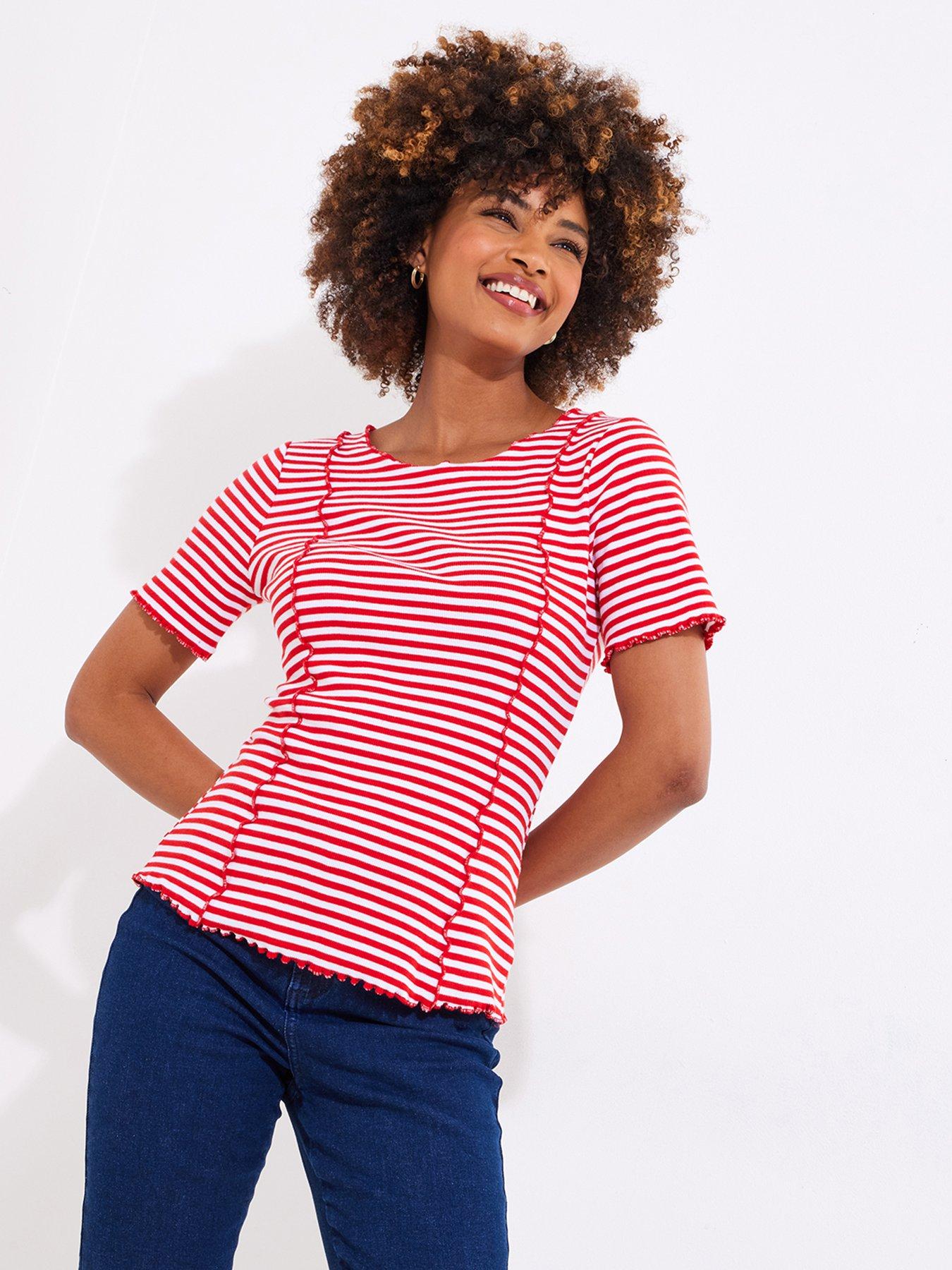 joe-browns-striped-short-sleeve-jersey-top-red