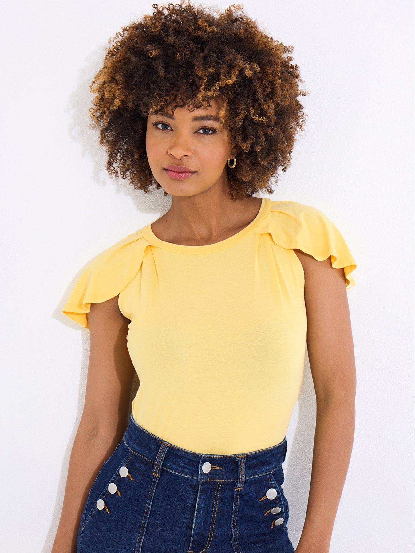 joe-browns-freya-flutter-sleeve-jersey-top-yellow