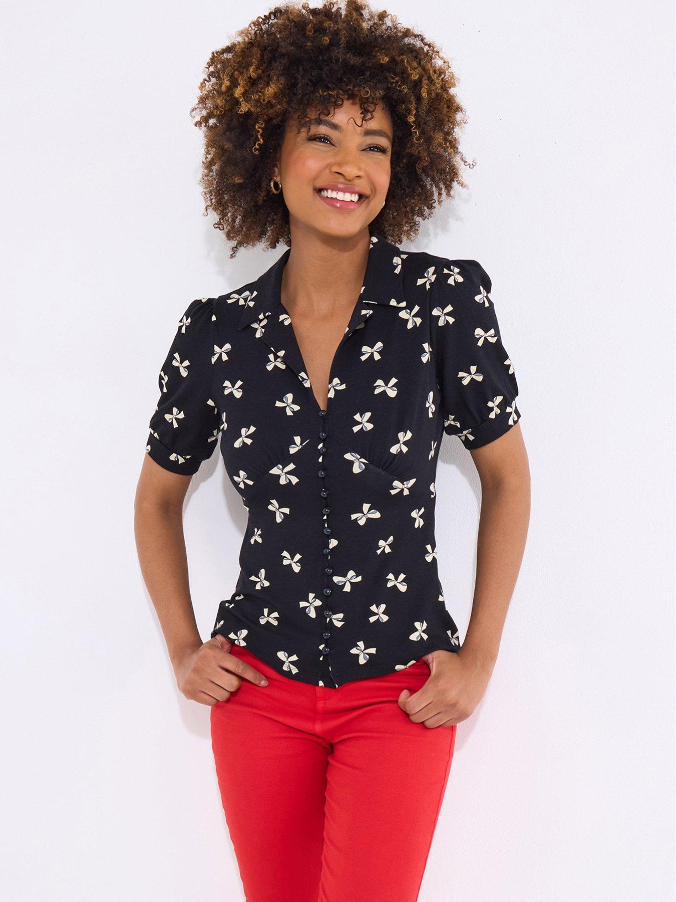 joe-browns-bonnie-bow-print-button-front-jersey-top-black