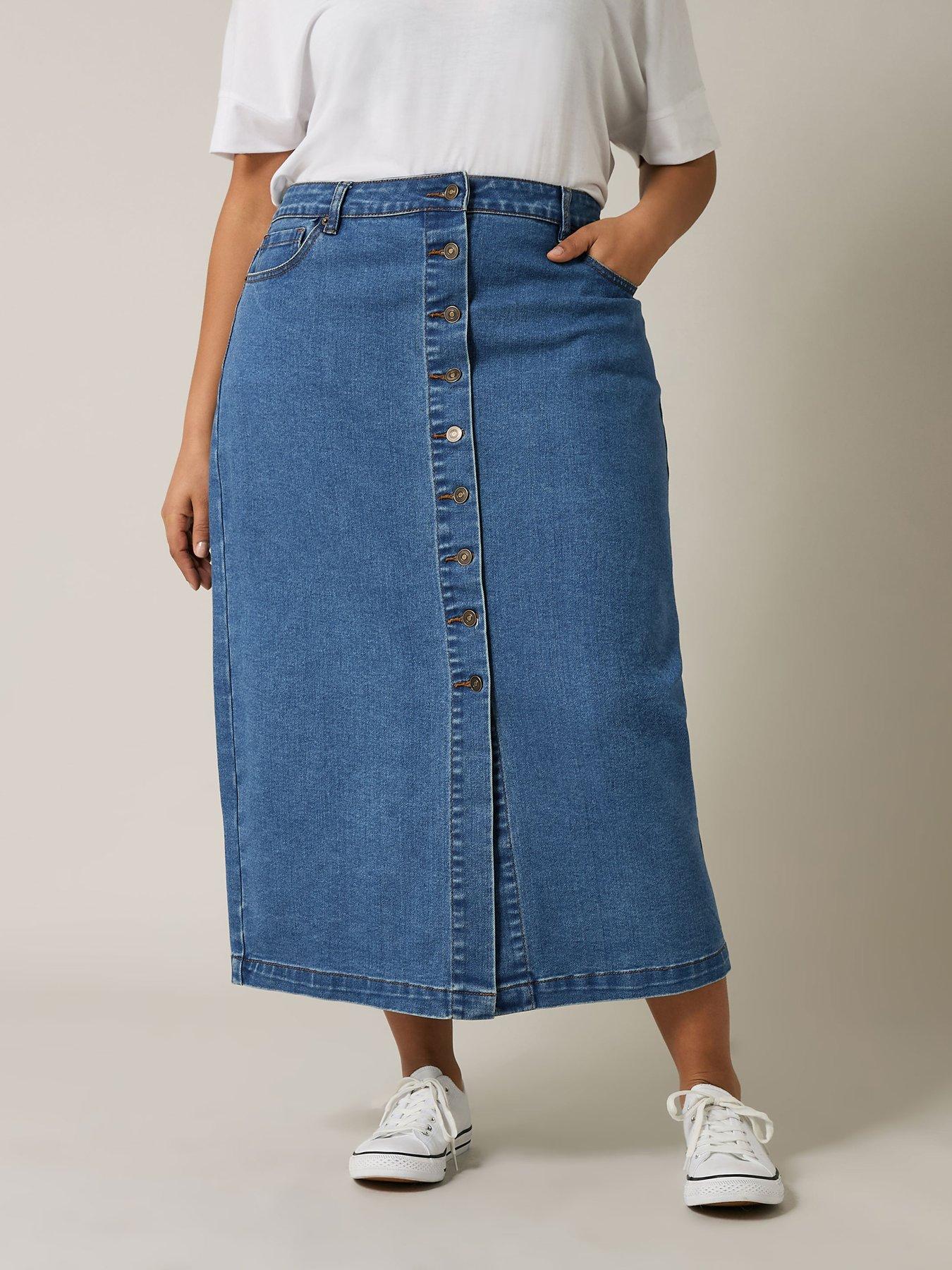 evans-button-through-denim-skirt-blue