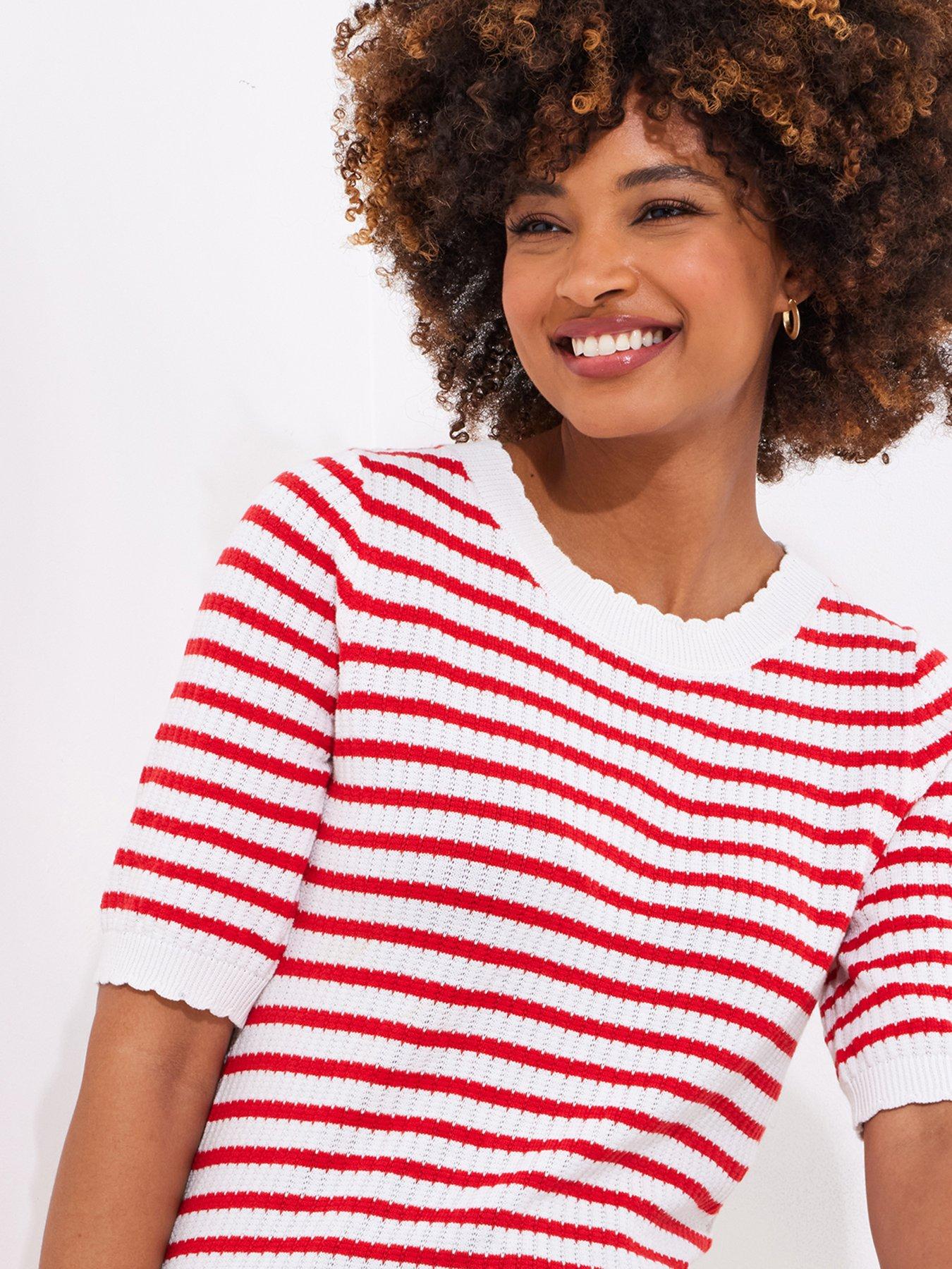 joe-browns-lucie-stripe-short-sleeve-knitted-top-red