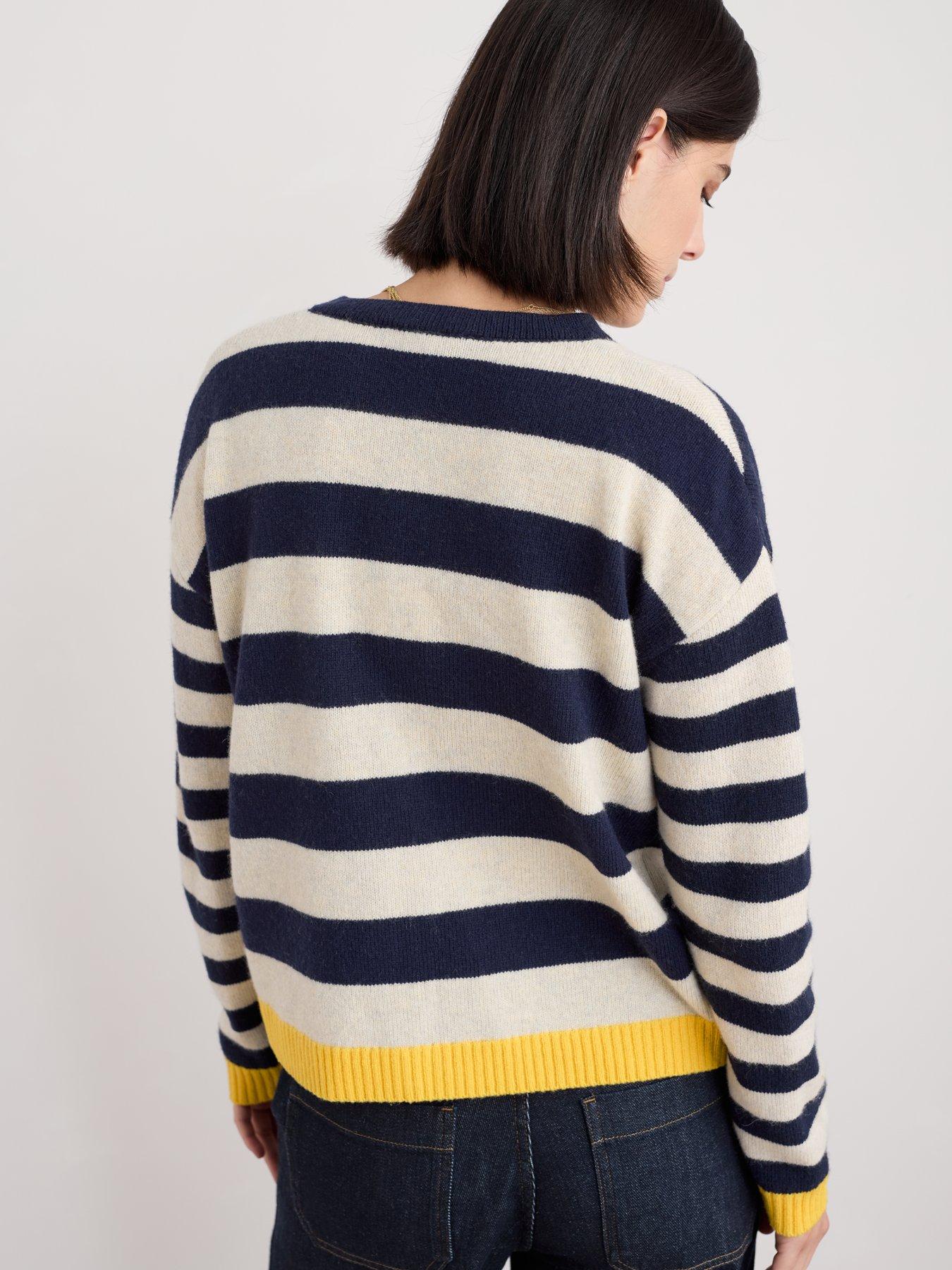 Image 2 of 5 of Seasalt Cornwall Pinwell Stripe Lambswool Cardigan - Navy