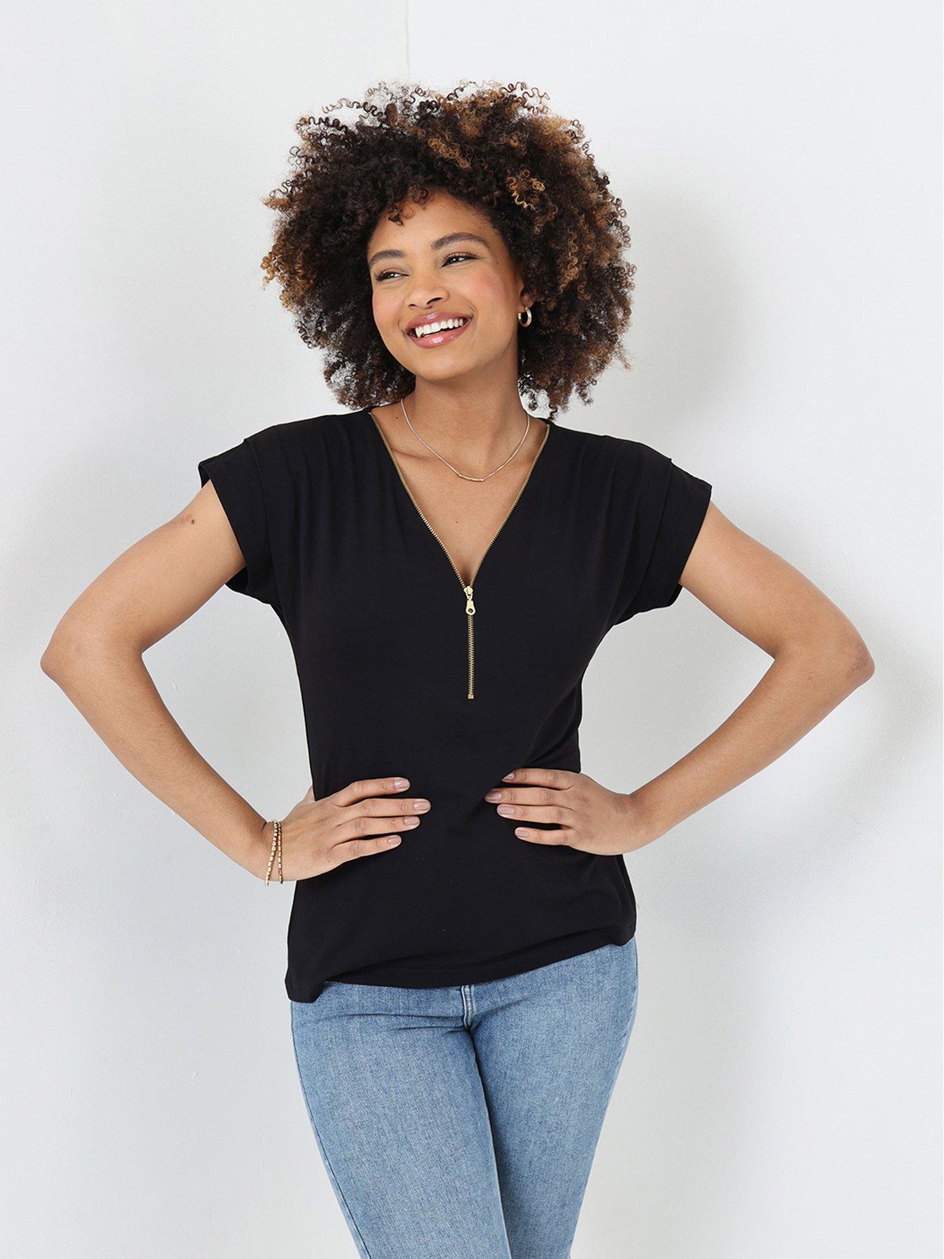 joe-browns-zip-it-up-cap-sleeve-jersey-top-black