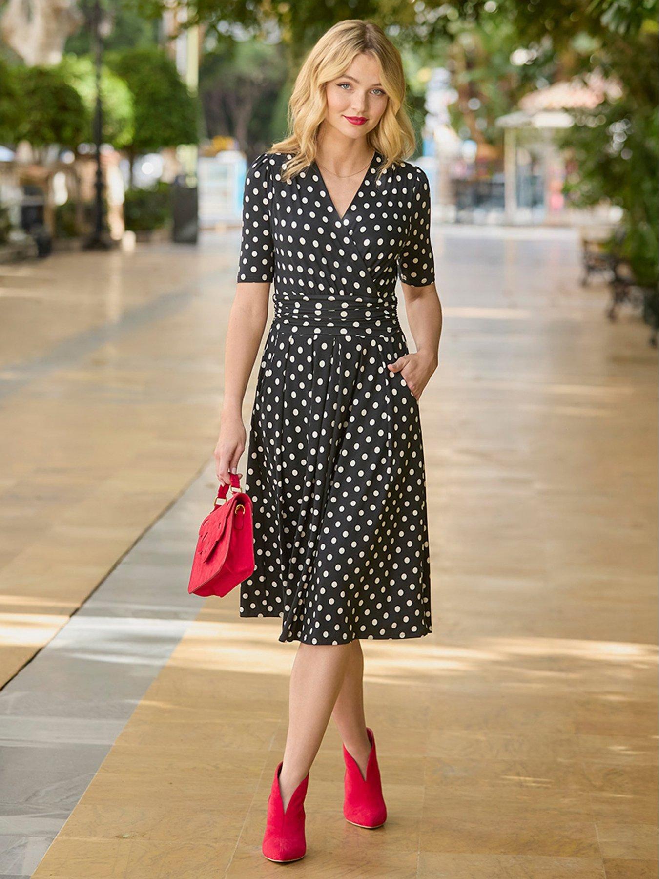 Image of Joe Browns Perfect Polka Stretch Jersey Dress - Black
