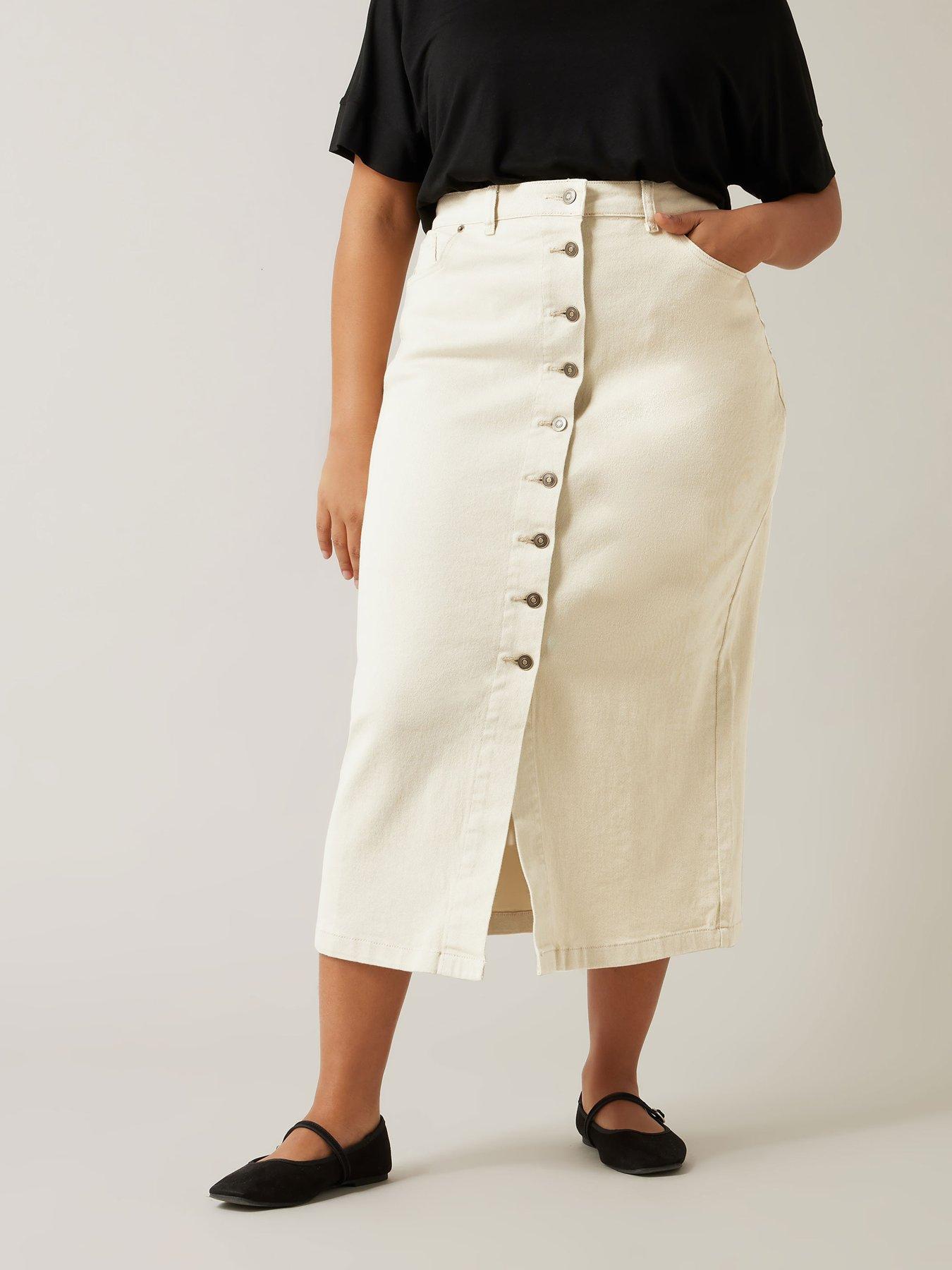 evans-button-through-denim-skirt-ivory