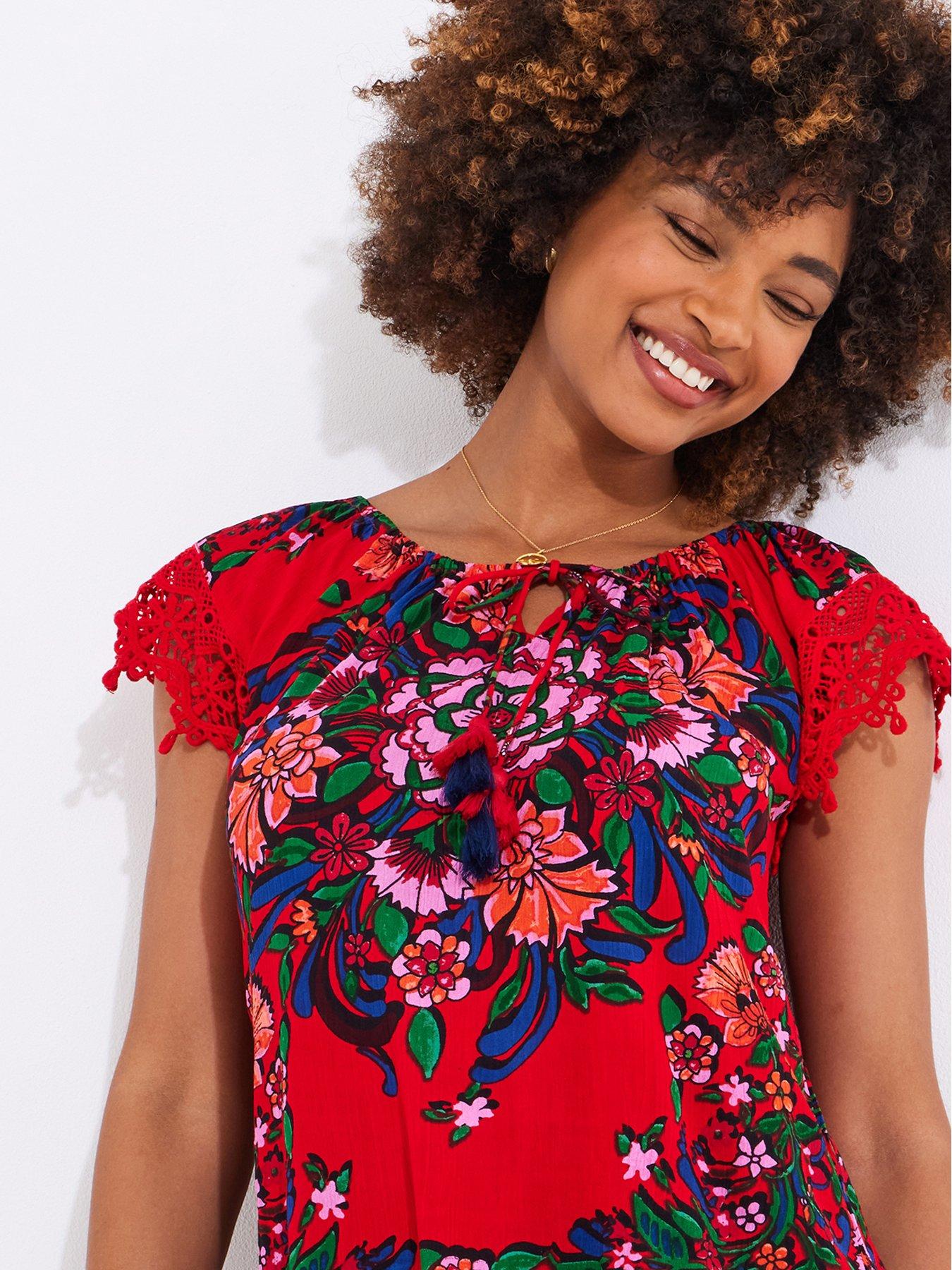 Image 2 of 5 of Joe Browns Joyful Floral Boho Top - Red