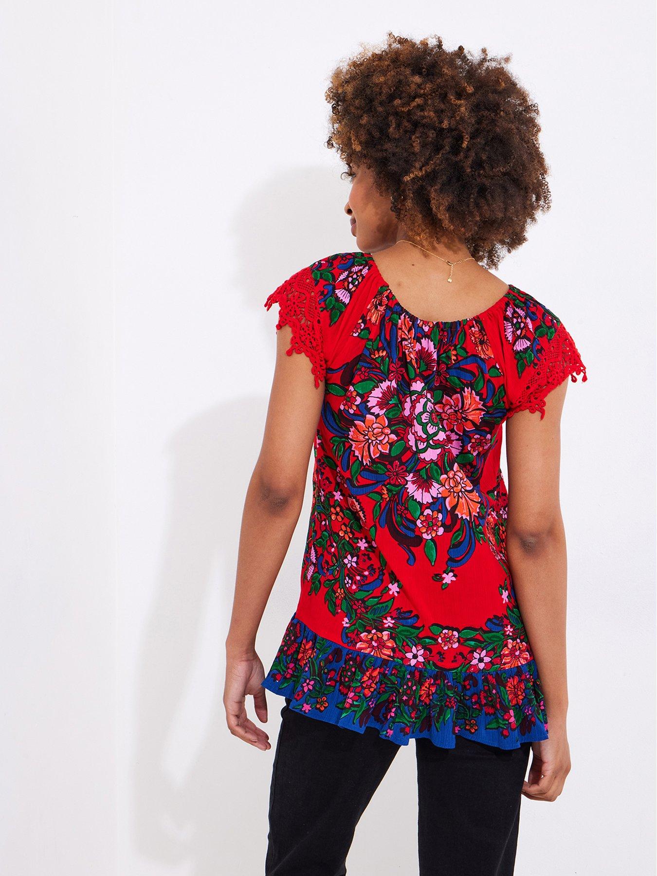 Image 3 of 5 of Joe Browns Joyful Floral Boho Top - Red
