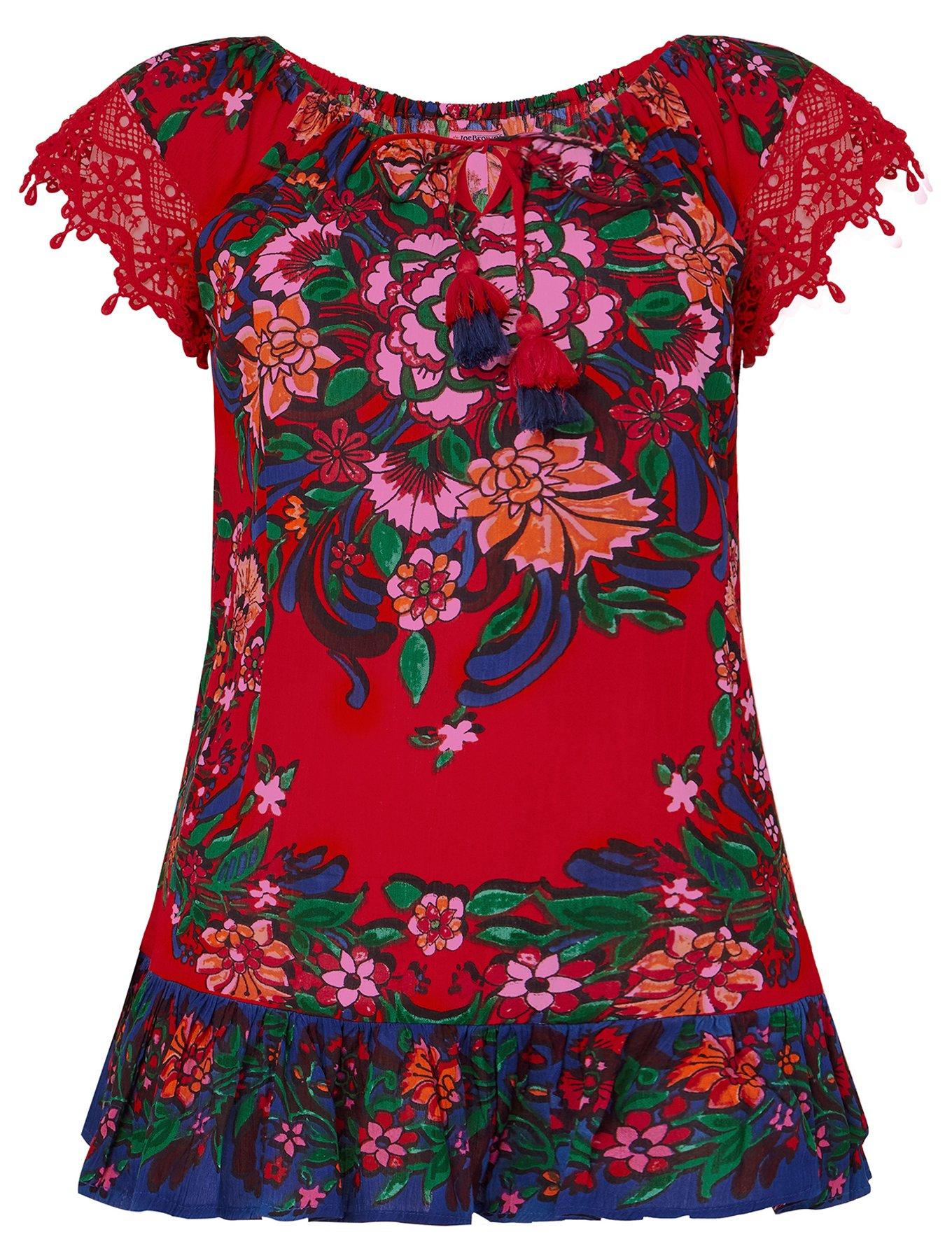 Image 5 of 5 of Joe Browns Joyful Floral Boho Top - Red