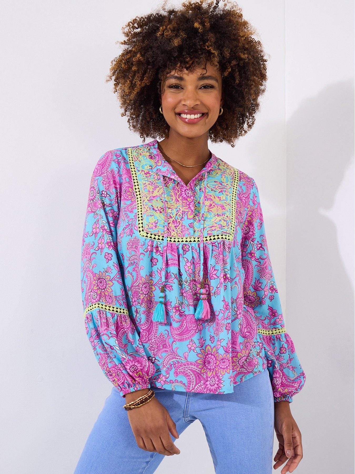 Image 1 of 5 of Joe Browns Aline Embroidered Print Top - Blue
