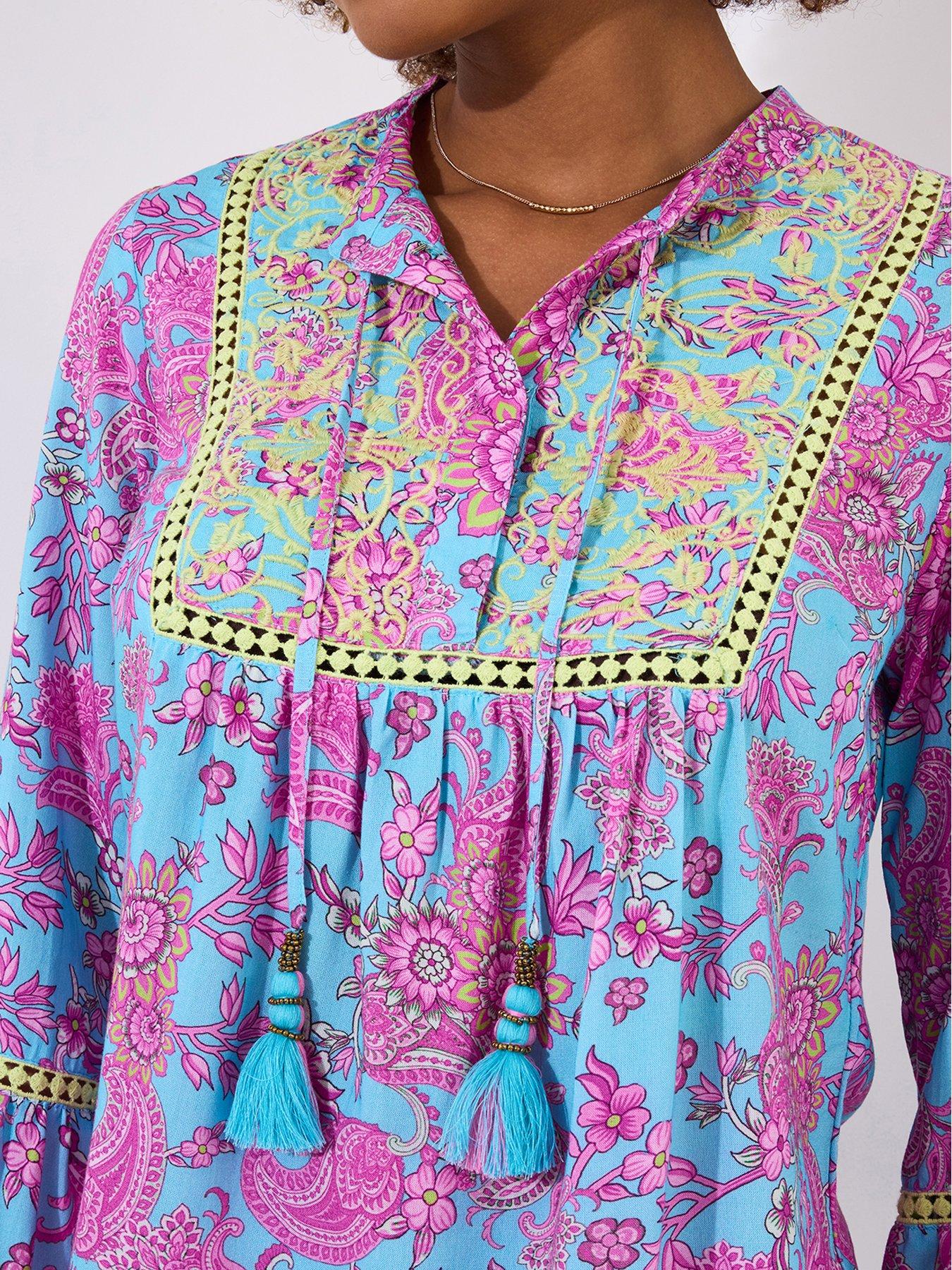 Image 4 of 5 of Joe Browns Aline Embroidered Print Top - Blue