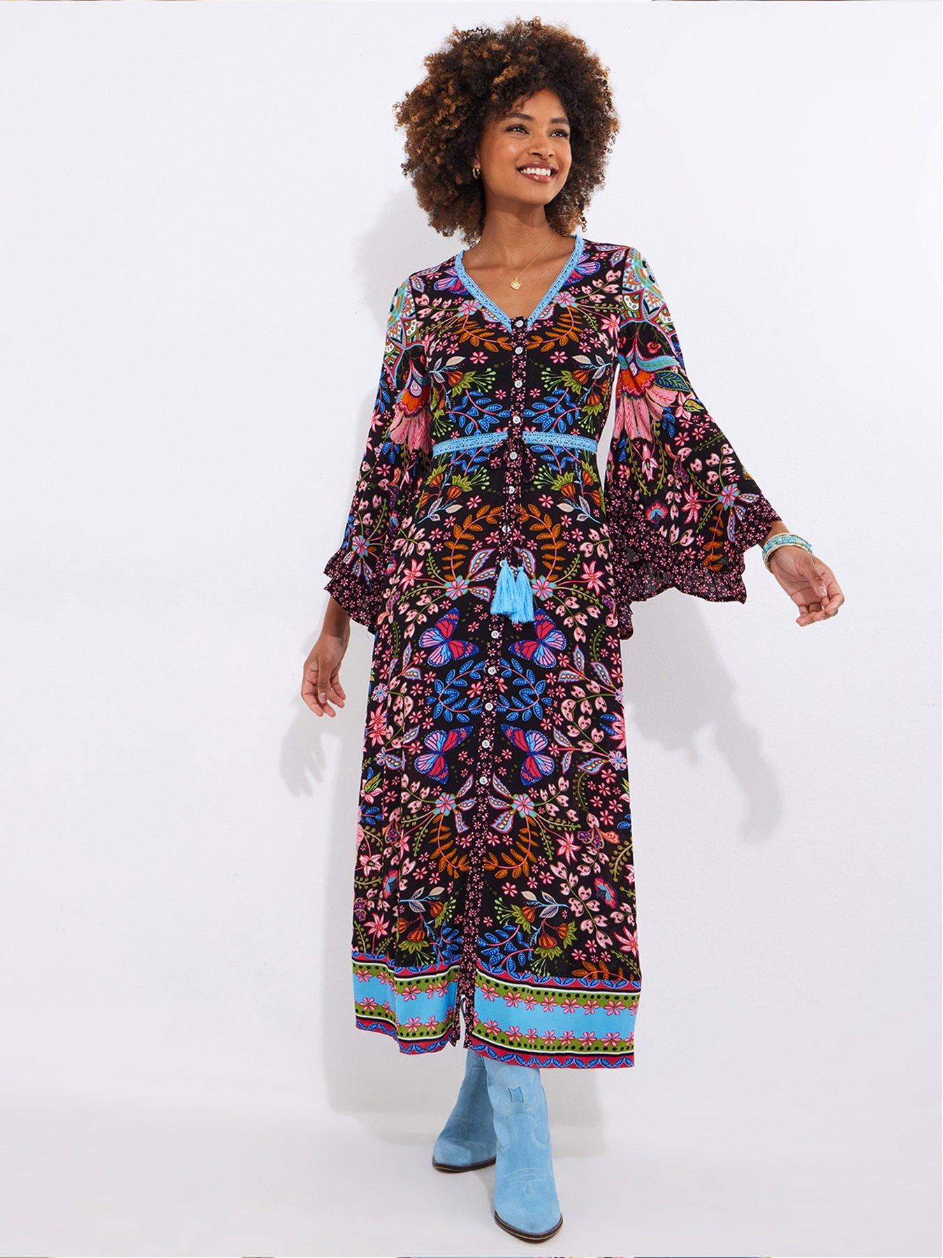 Image 1 of 6 of Joe Browns Butterfly Dreamer Boho Maxi Dress - Black