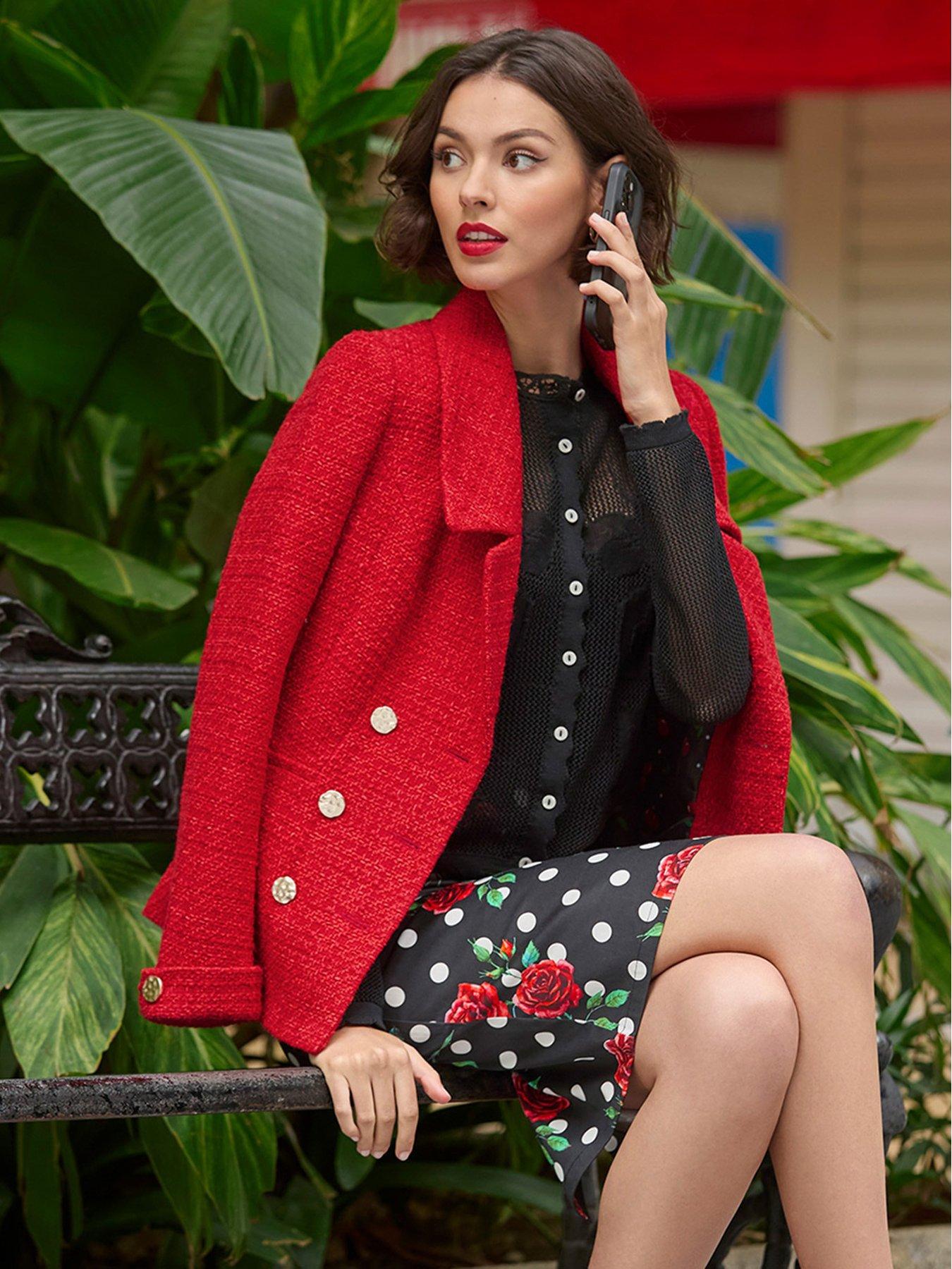 Image of Joe Browns Elle Statement Tweed Jacket - Red