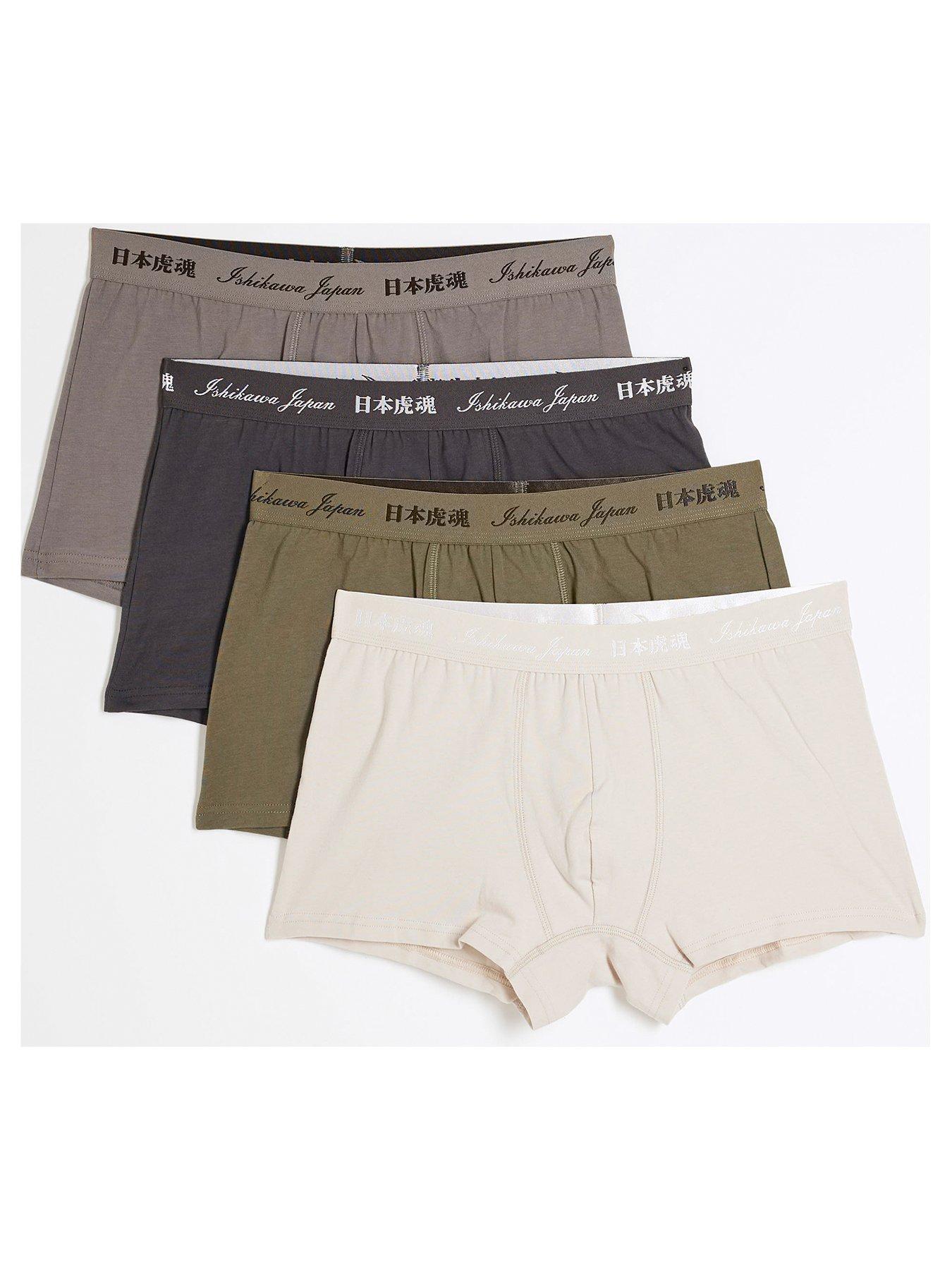 Image of River Island Ri Logo Blue Tone Trunks 4 Pack - Multi